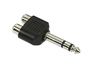 GOOBAY Klinkenadapter, Stecker 6,3 mm stereo / 2x Cinchkupplung, schwarz