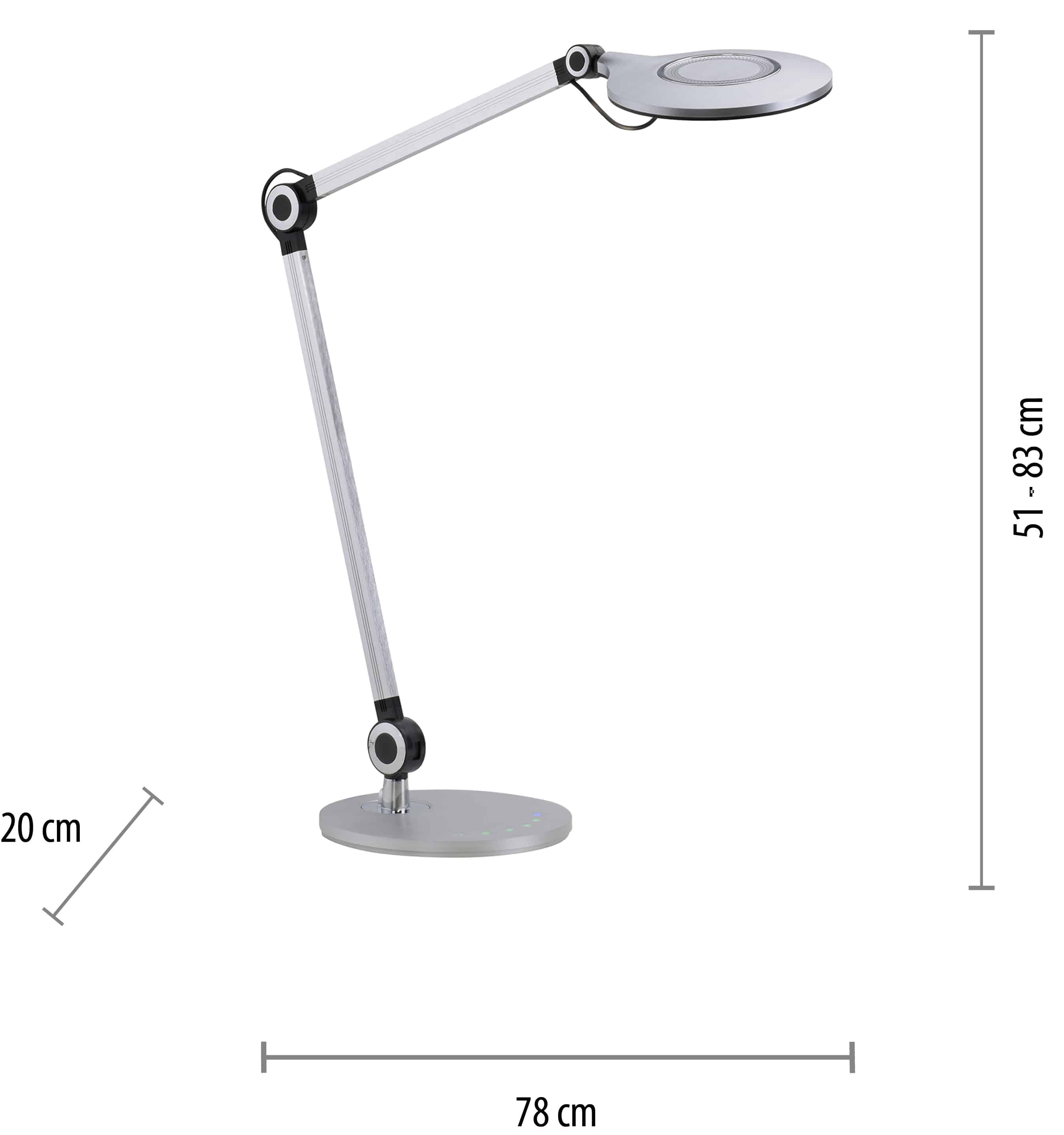 JUST LIGHT LED-Tischleuchte 14418-95 aluminium, 6,6 W, 930 lm, CCT 