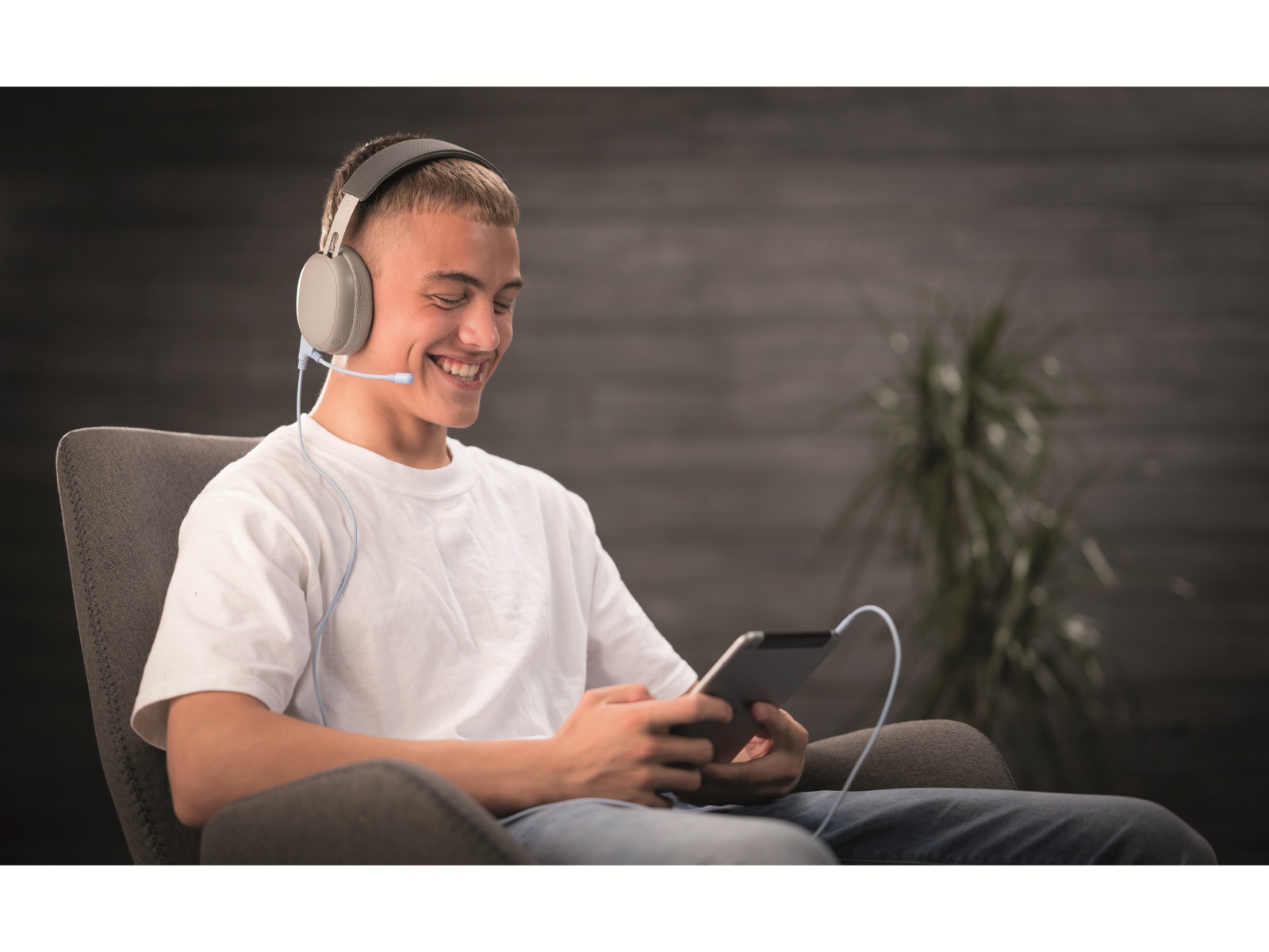 ONANOFF Over-Ear Education Kopfhörer StudyPhones, mit Stabmikrofon, grau