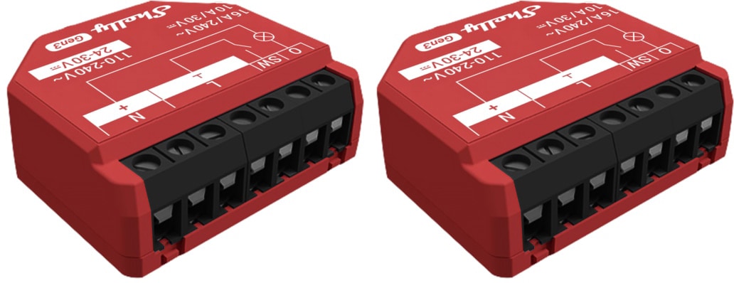 SHELLY Smart-Schalter 1PM Gen3, Relais, Unterputz, 1 Kanal, max. 16 A, WLAN, Bluetooth, 2 Stück