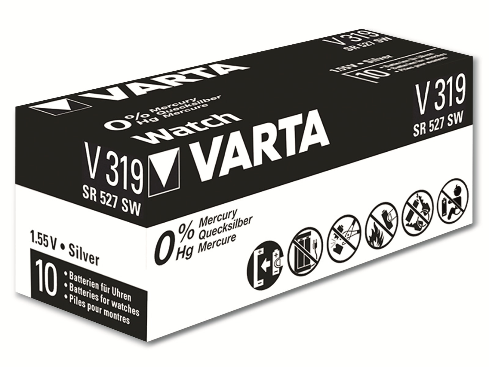 VARTA Knopfzelle Silver Oxide, 319 SR64, 1.55V, 10 Stück