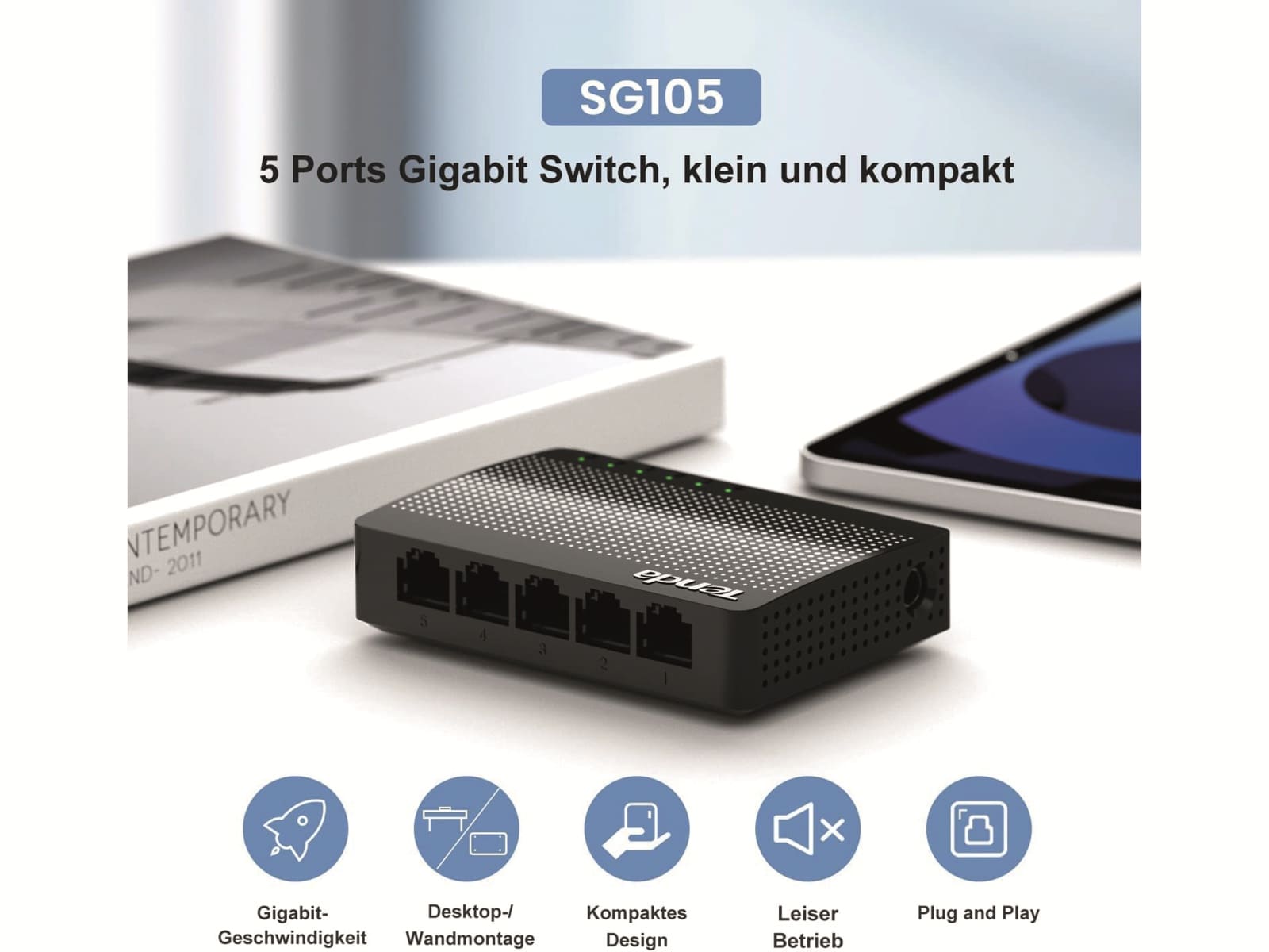 Switch TENDA SG105, 5-port, Gigabit