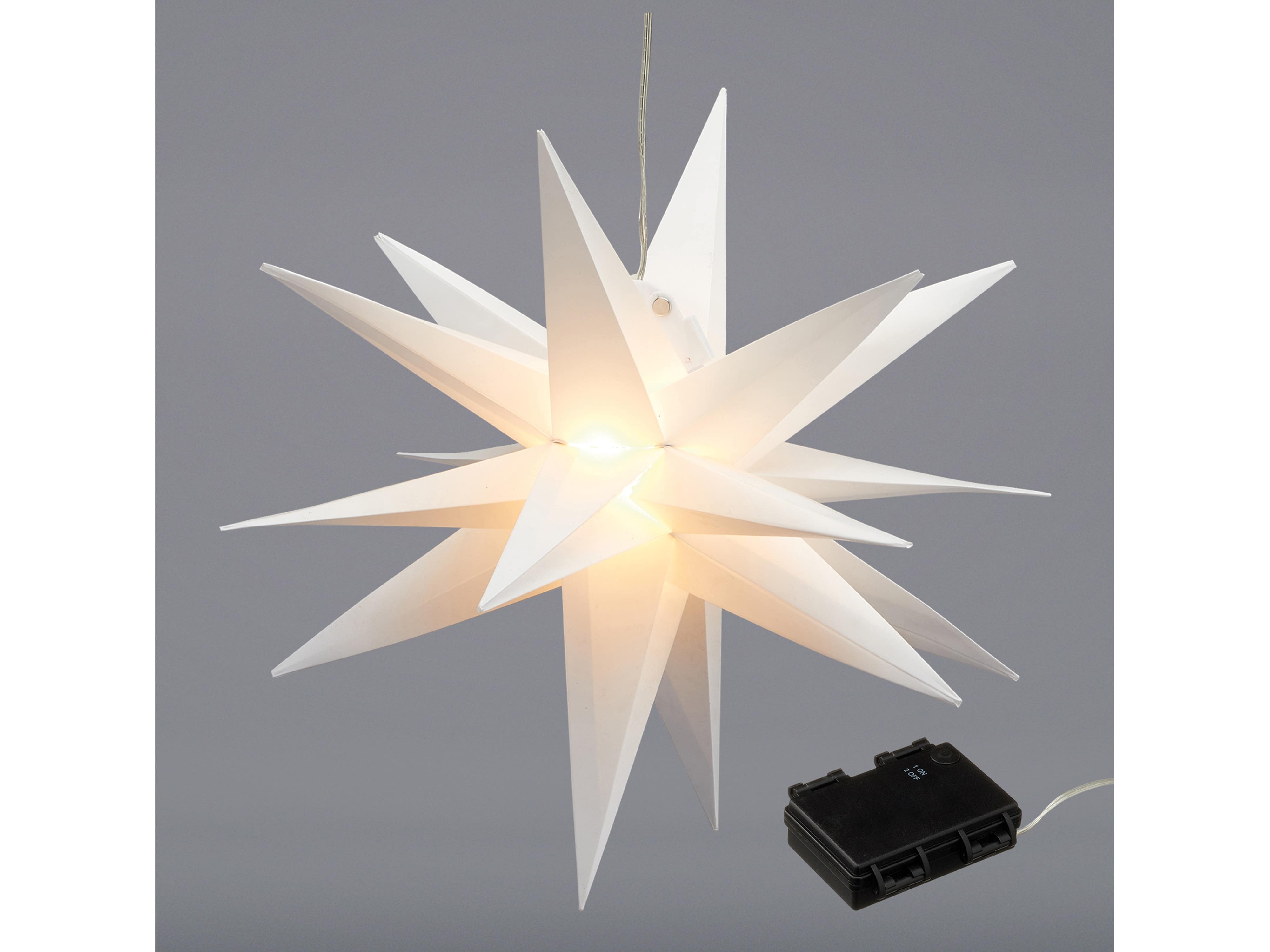 LED-Stern, 15 LEDs, 35 cm, Outdoor, faltbar, weiß