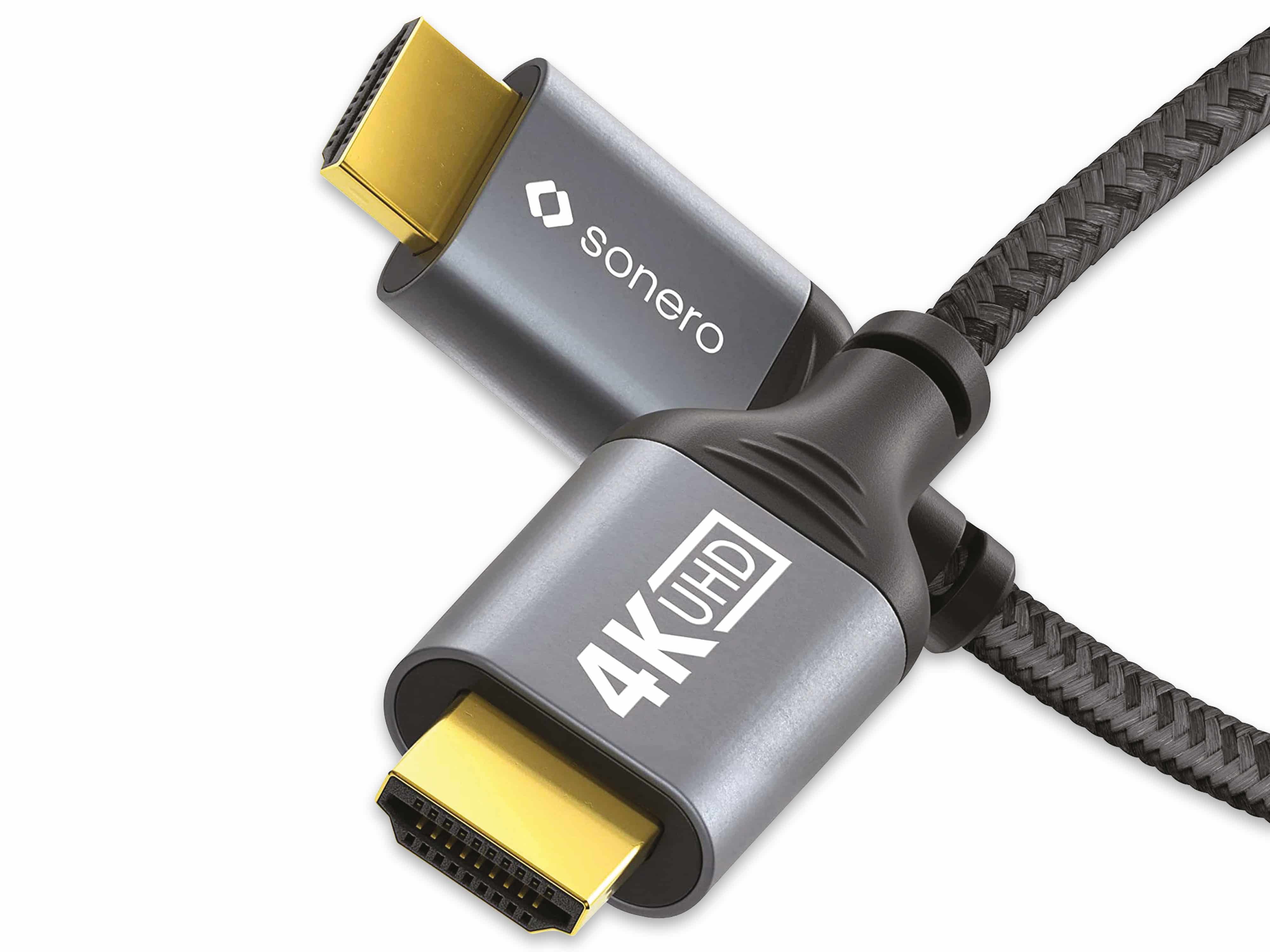 SONERO HDMI-Kabel 4K60, grau/schwarz, 3 m