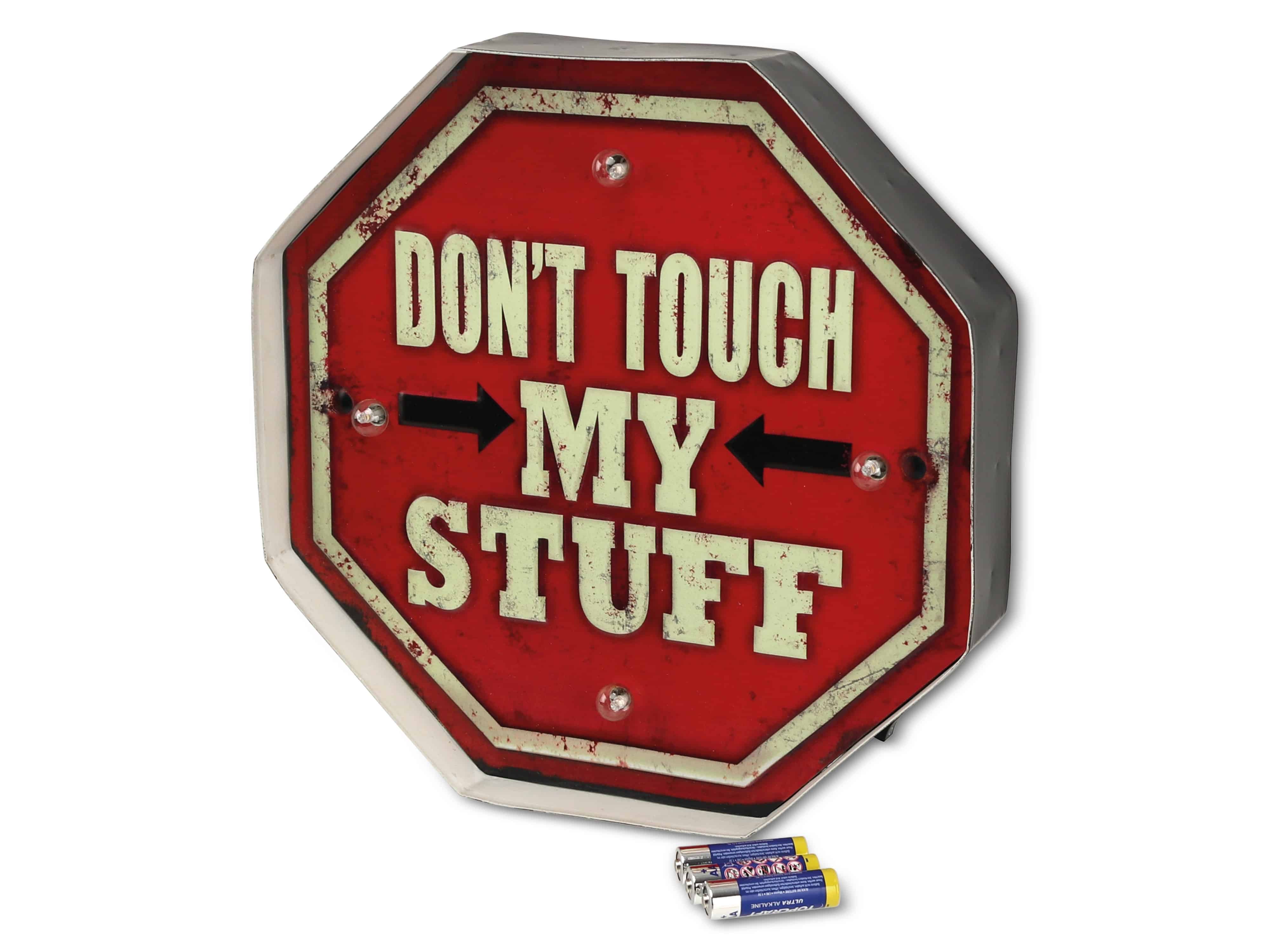 LED-Retroschild, "DON´T TOUCH MY STUFF"