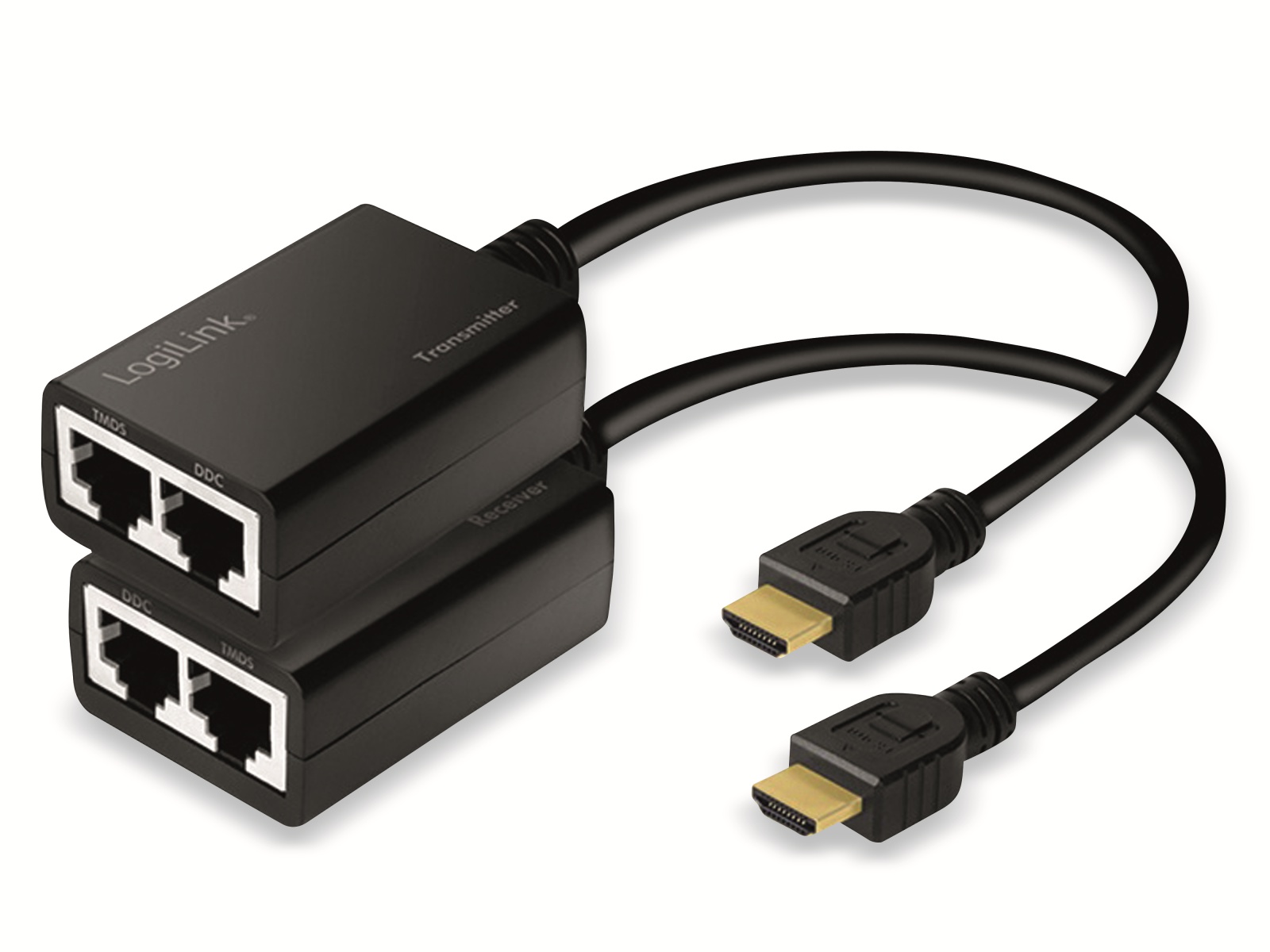 LOGILINK HDMI-Extender-Set HD0021, LAN, 30 m, 1080p/60, Pigtail, 30 cm