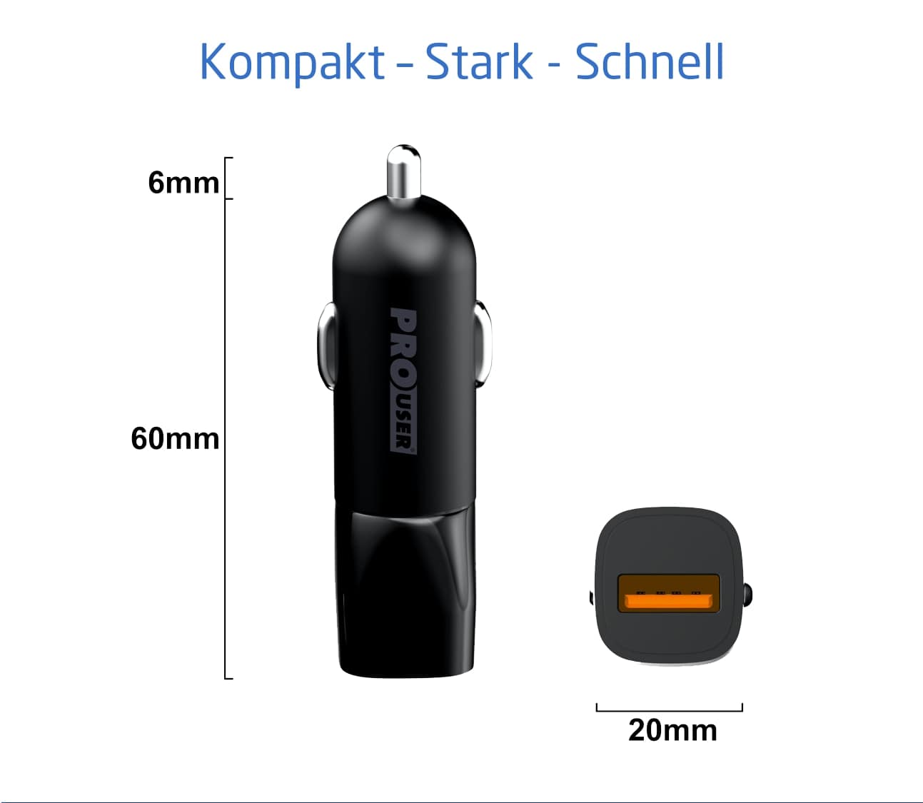 PROUSER KFZ USB-Lader 20153, 18 W, schwarz