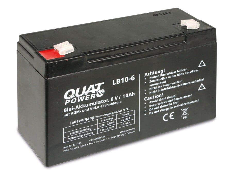 QUATPOWER Blei-Akkumulator LB10-6, 6 V-/10 Ah