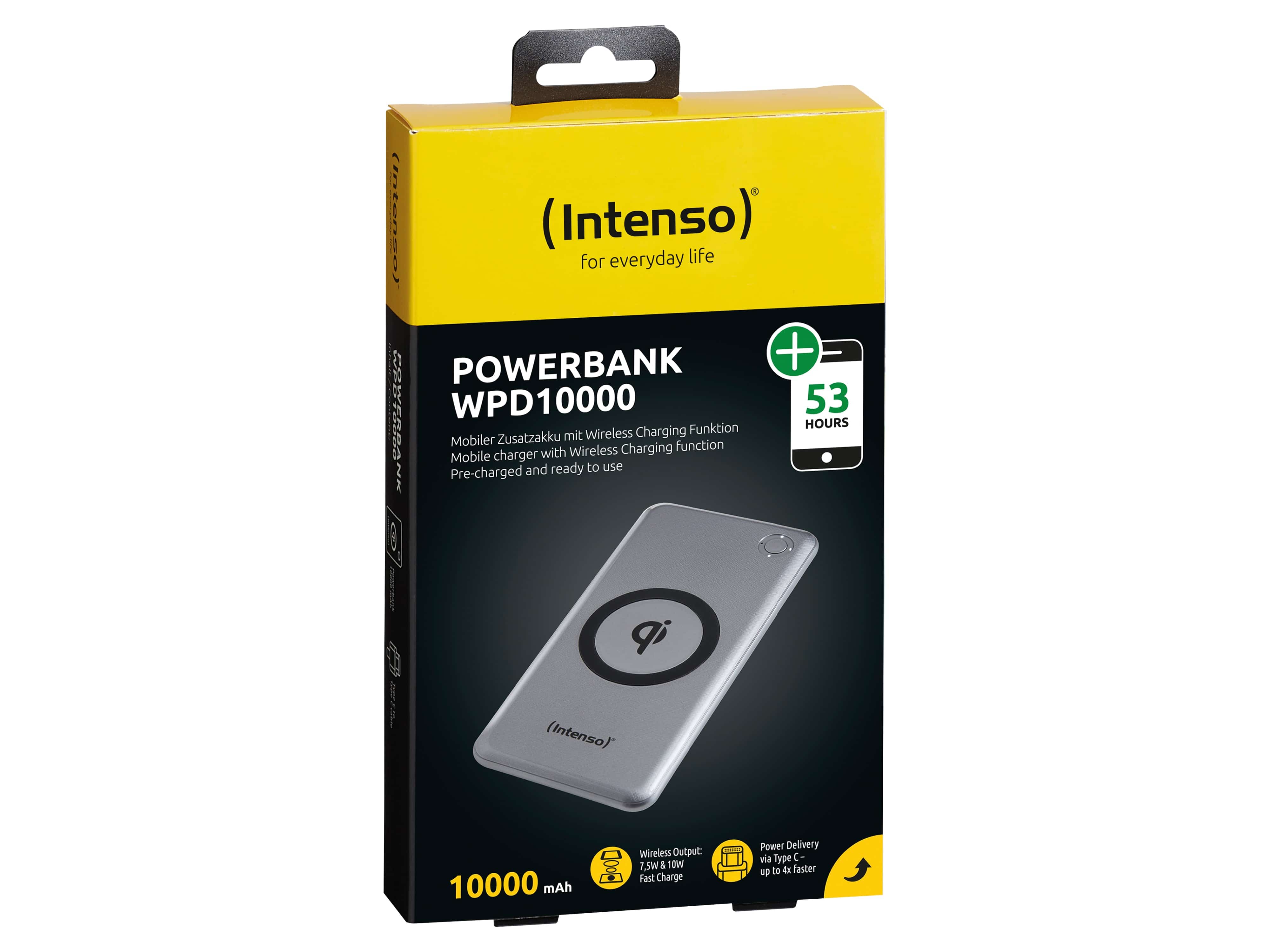 INTENSO USB Powerbank 7343531 WPD10000, Wireless, 10.000mAh, silber 