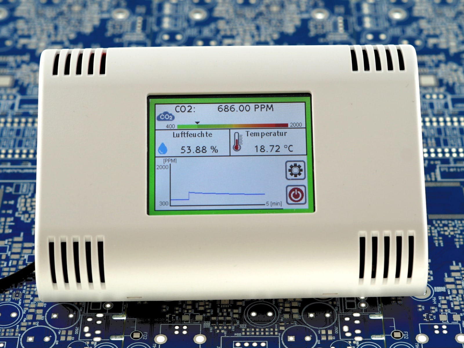 Vistron Luftgütemonitor CO2 Monitor, Optische CO2 Anzeige