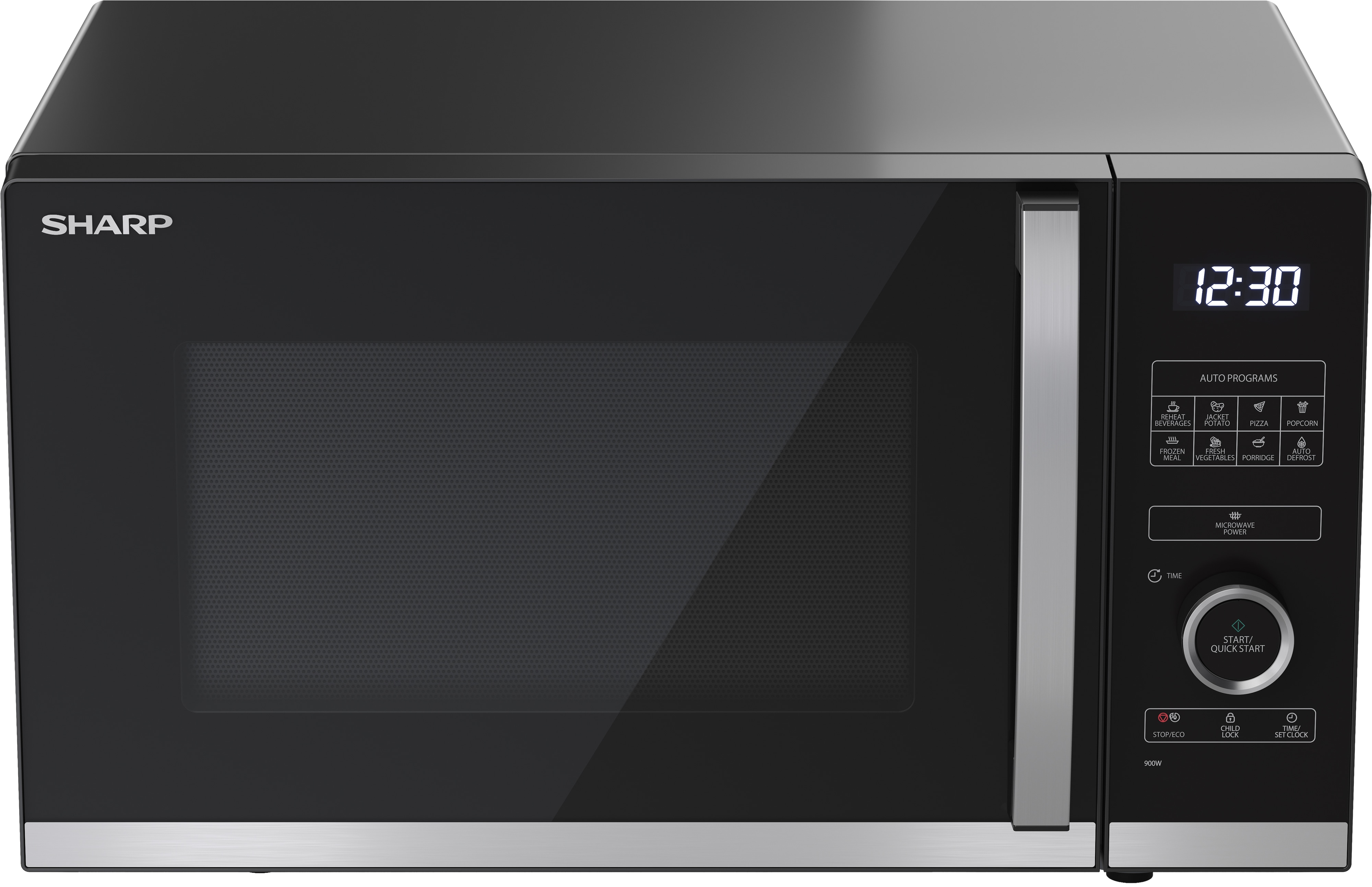 SHARP Mikrowelle YC-QS254AE-B, schwarz, 25 L, 10-Stufen, 900 W