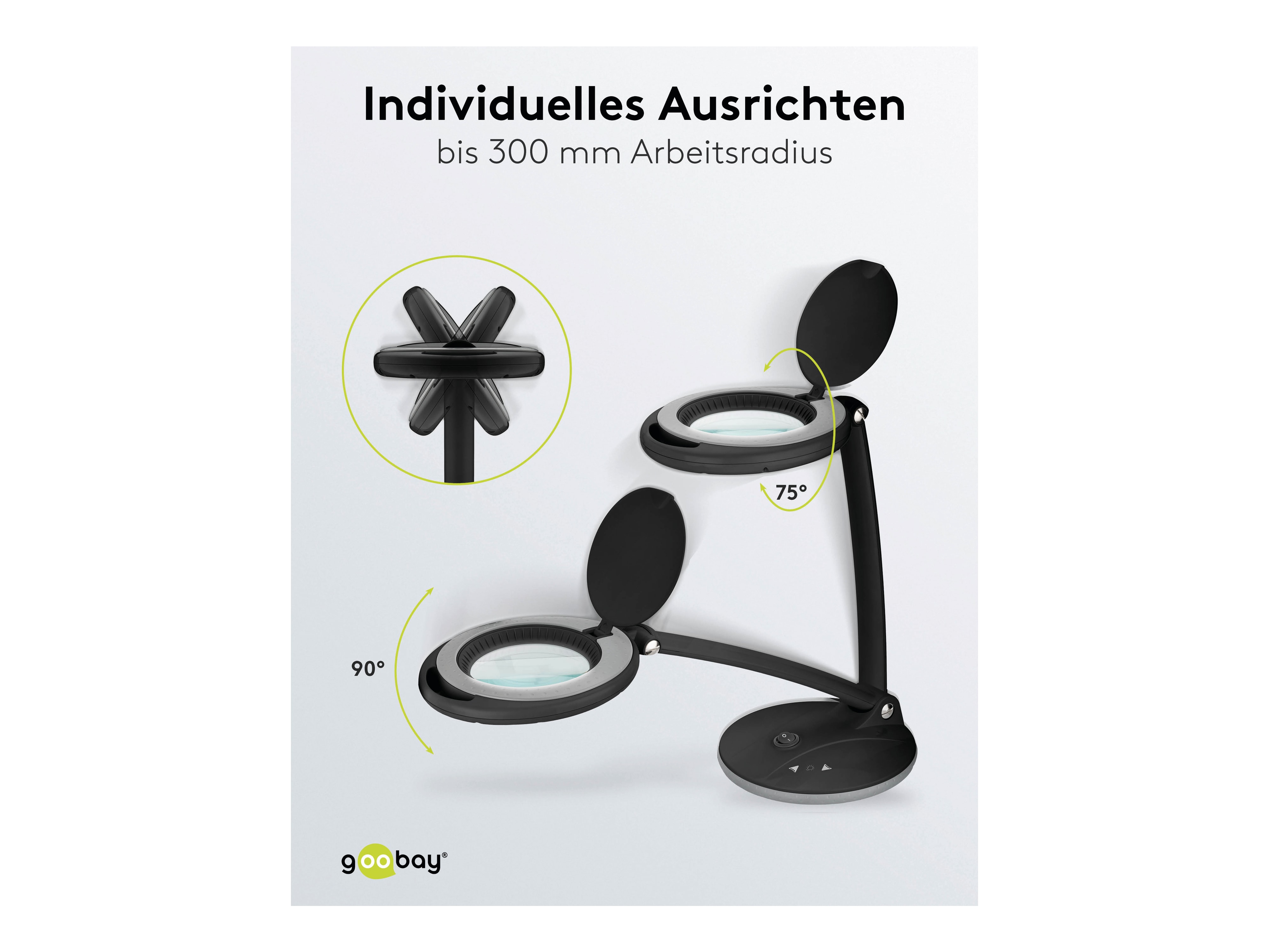 GOOBAY LED-Stand-Lupenleuchte, 6 W, 450 lm, dimmbar, schwarz