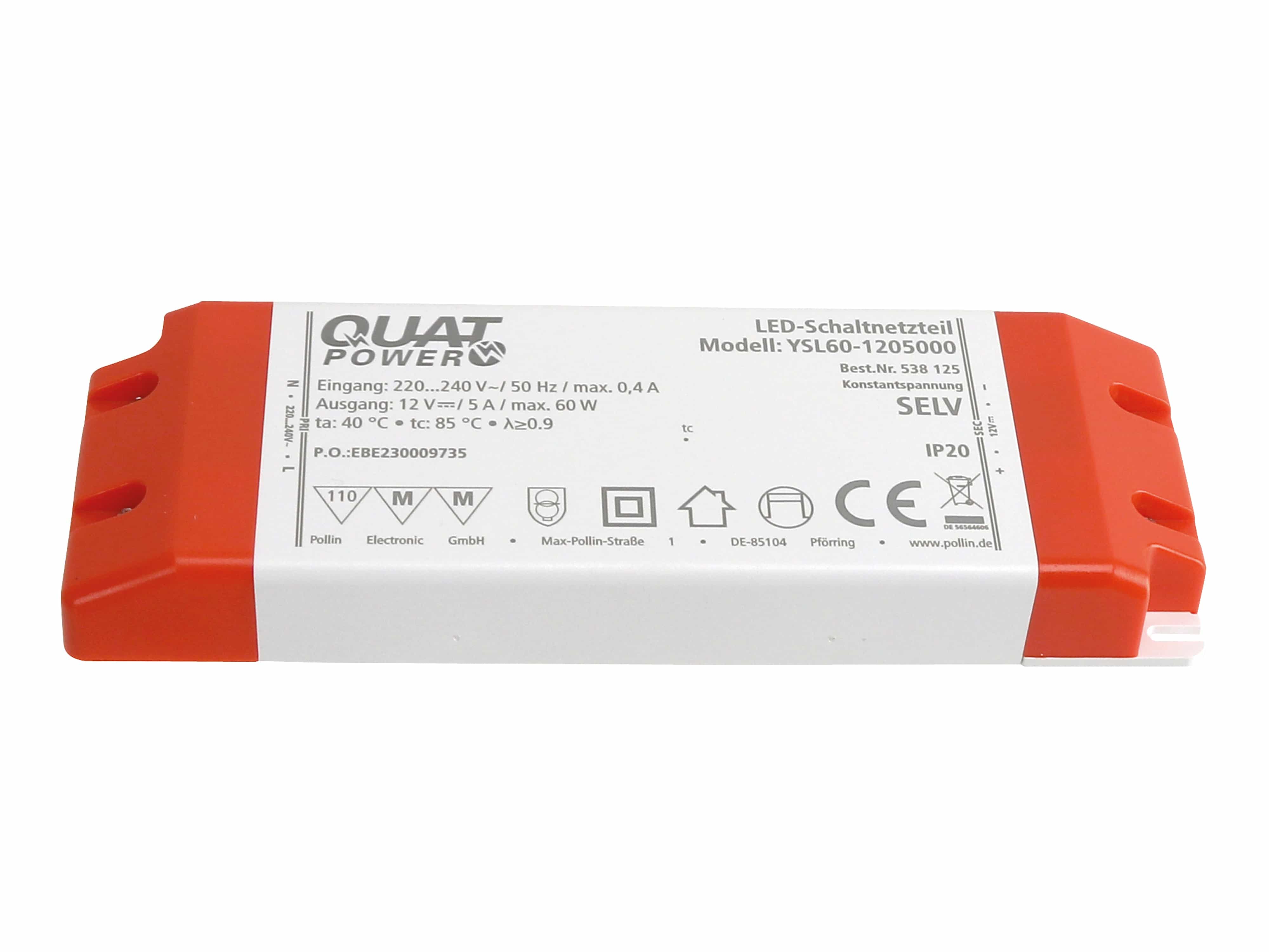 QUATPOWER LED-Schaltnetzteil YSL60-1205000, 12 V-, 60 W