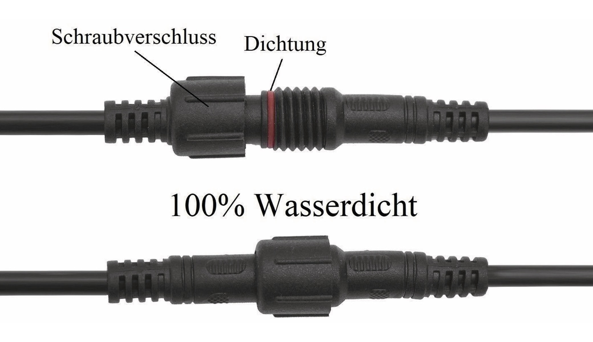 Wasserdichtes Steckverbindungsset, Stecker/Kupplung, 1 m, 4-polig