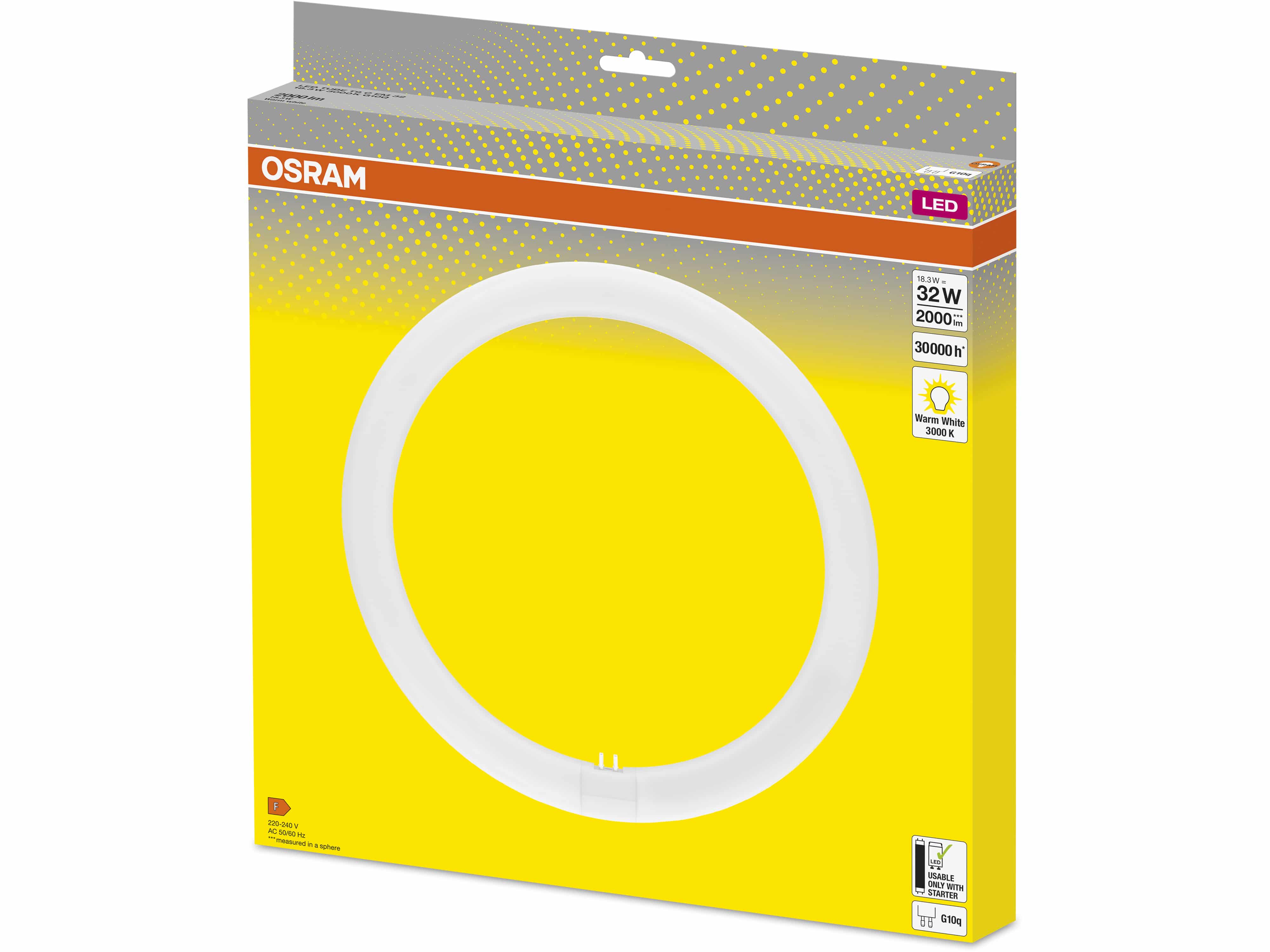 OSRAM LED-Röhre T9, Ringform, G10q, EEK: F, 18,3W, 2000lm, 3000K