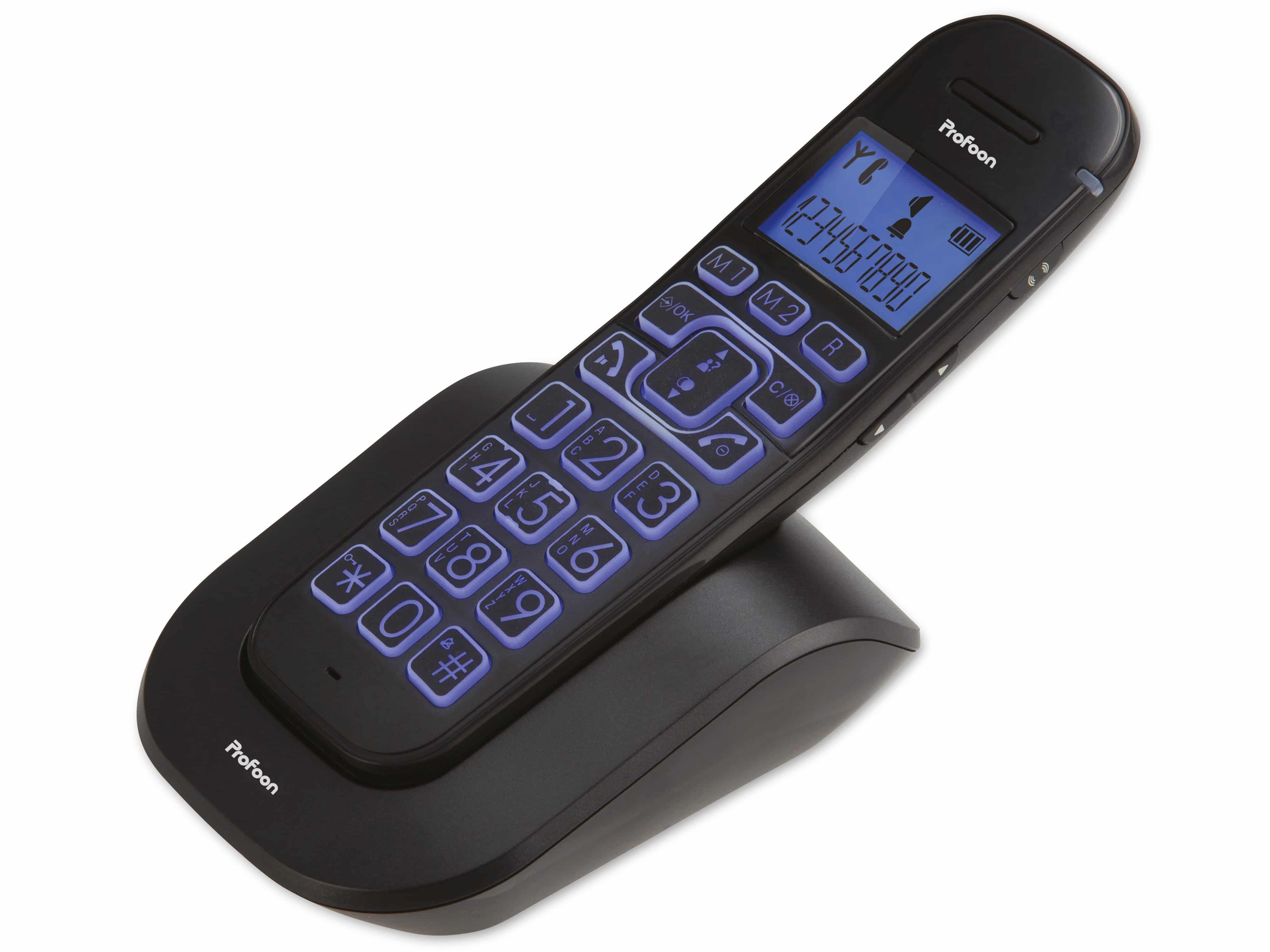 PROFOON DECT-Telefon PDX-2808, mit großen Tasten, schwarz