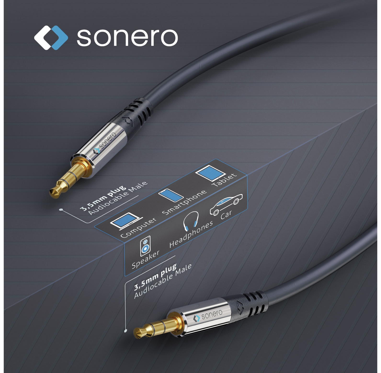 SONERO Klinkenkabel 3,5 mm, Stereo, 5 m, schwarz