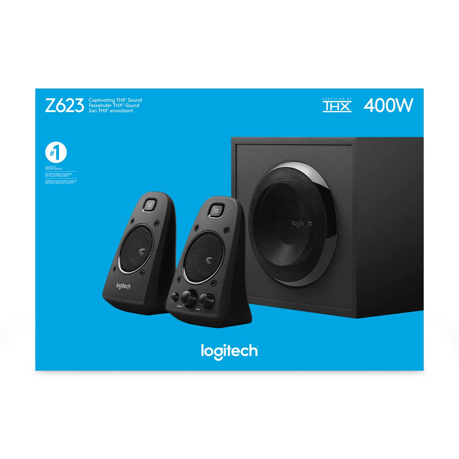 LOGITECH 2.1 Lautsprecher Z623, 200 W, schwarz