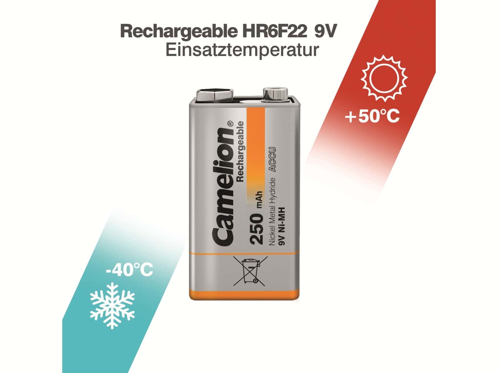 CAMELION NiMH-9V-Blockakku 250mAh