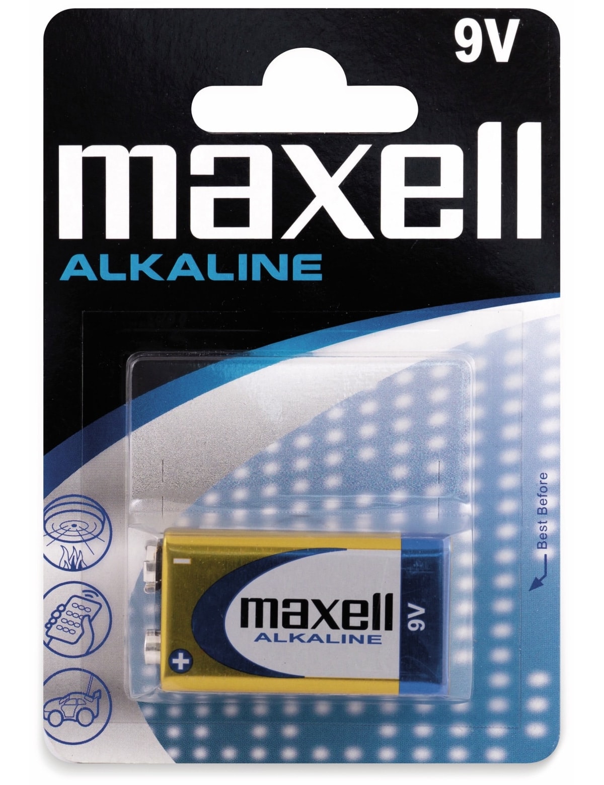 MAXELL 9V-Blockbatterie Alkaline, 6LR61, 1 Stück