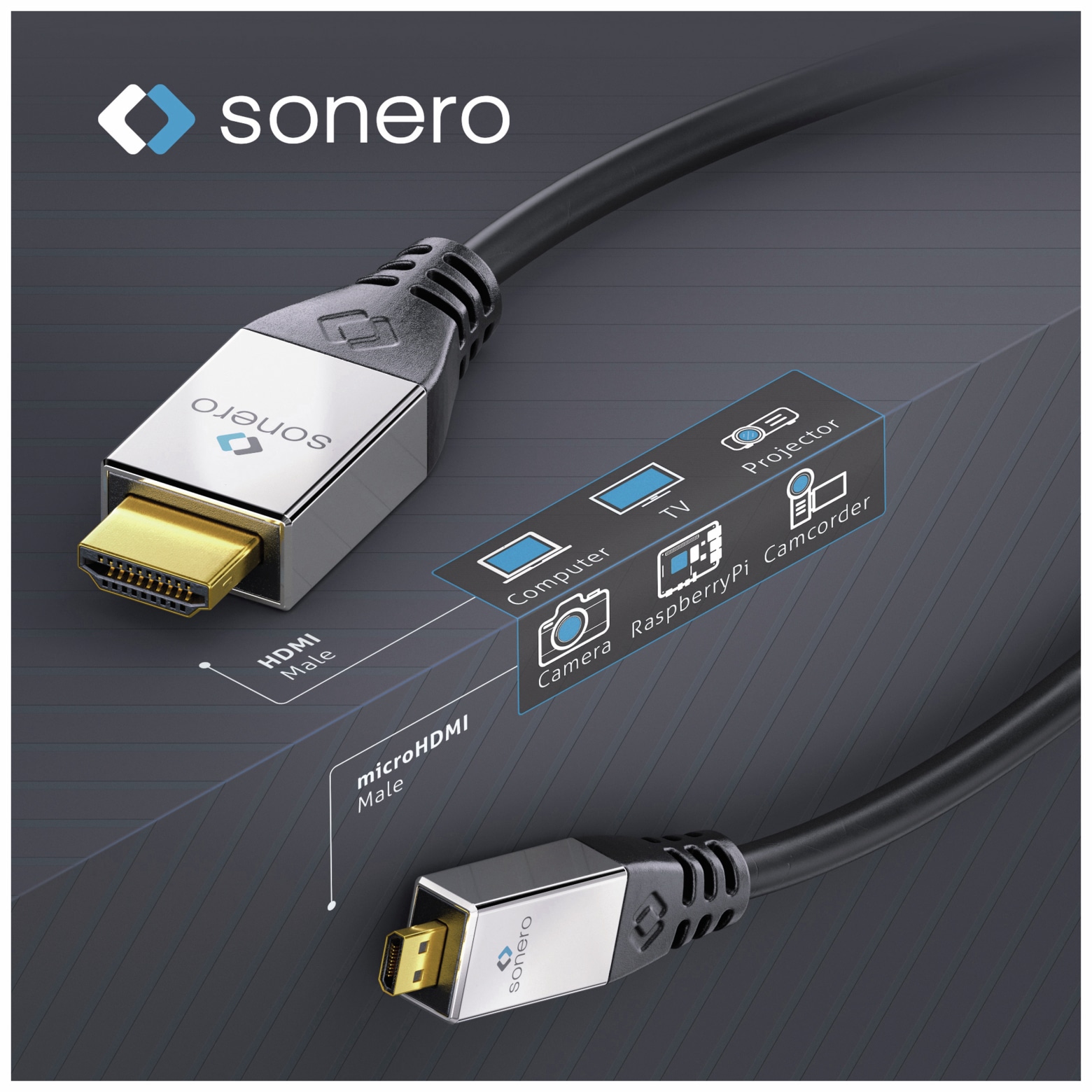 SONERO HDMI Kabel A/D, 4K, 1 m, schwarz