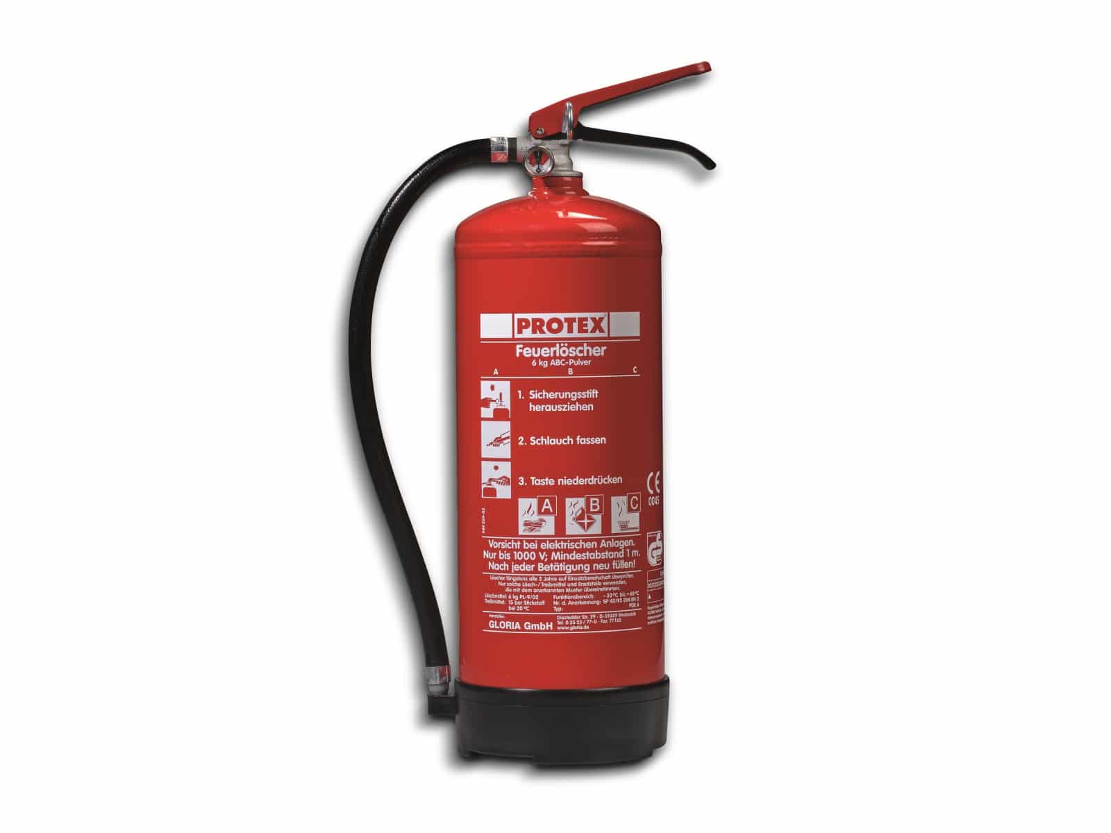 PROTEX Feuerlöscher PDE6, Pulver, 6 kg, Brandklasse 27A 183B