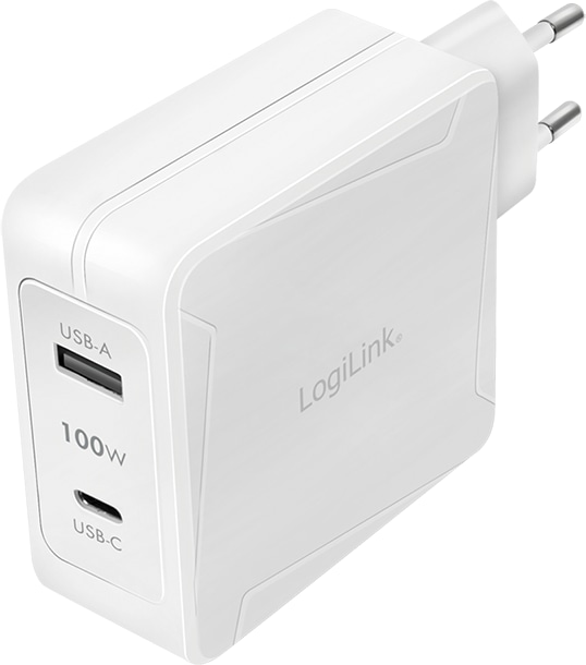 LOGILINK USB-Lader PA0281, 2-fach, 1x USB-C (PD), 1x USB-A, GaN, 100 W