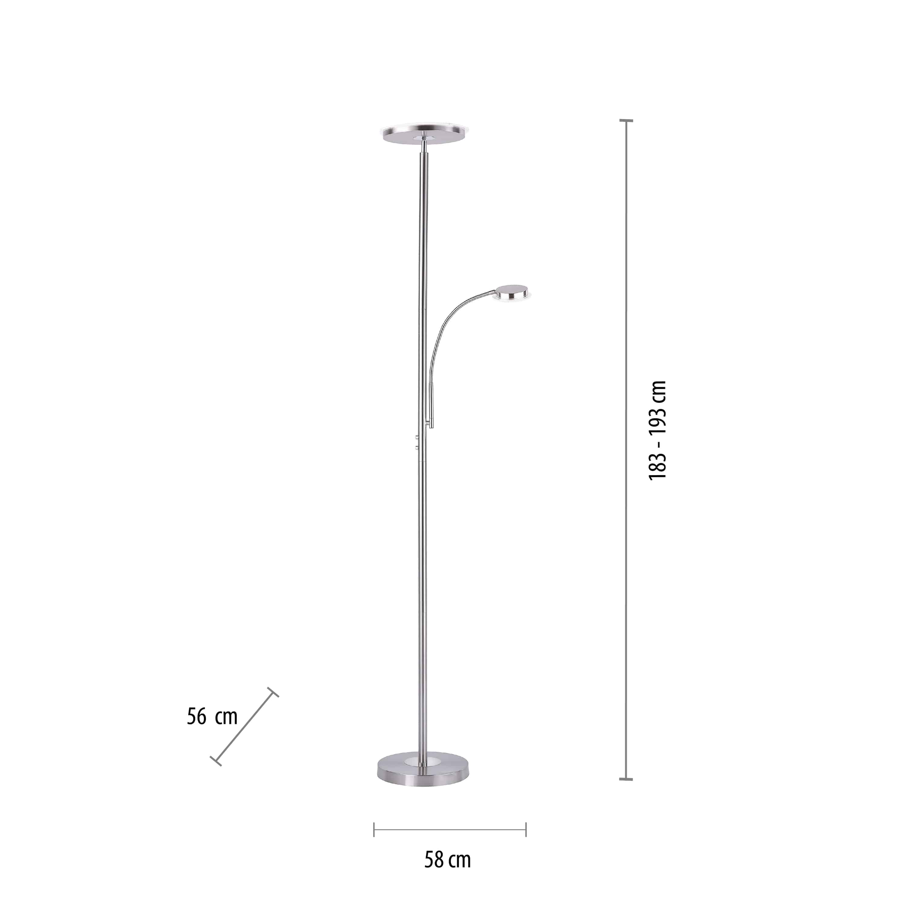 JUST LIGHT LED-Stehleuchte 11709-55 stahl, 25,5 W, 2900 lm, 3000 K