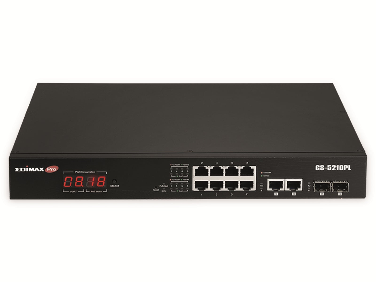 EDIMAX Gigabit-Switch GS-5210PL, 12-port, PoE+, 2x SFP+