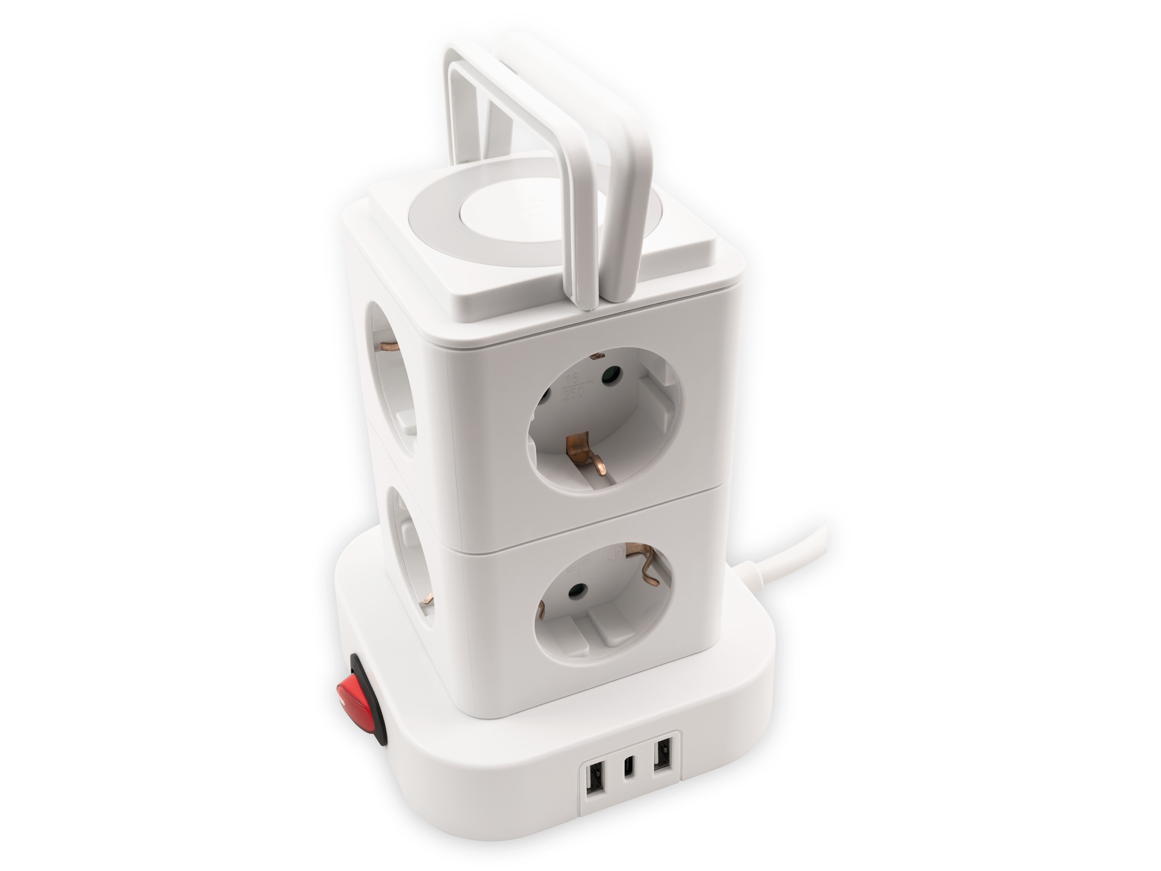 MCPOWER Steckdosenturm ST-08, 8-fach, 2x USB-A, 1x USB-C, 1,4 m Zuleitung