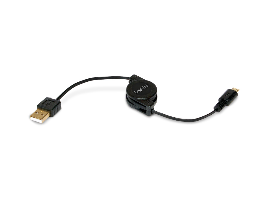 LOGILINK USB 2.0 Kabel USB-A/Micro-USB, 0,75 m, Aufrollautomatik