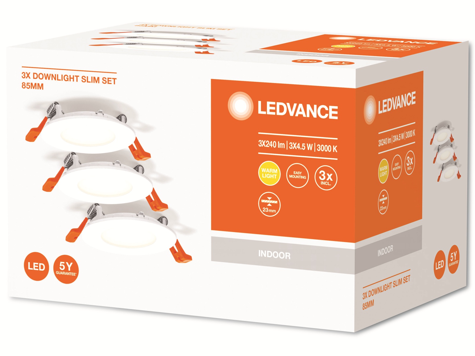 LEDVANCE LED-Einbauleuchte, ultra slim, 4,5W, 300lm, 3000K, 3 Stk