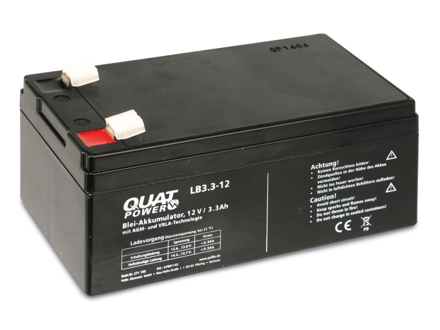 QUATPOWER Blei-Akkumulator LB3.3-12, 12 V-/3,3 Ah