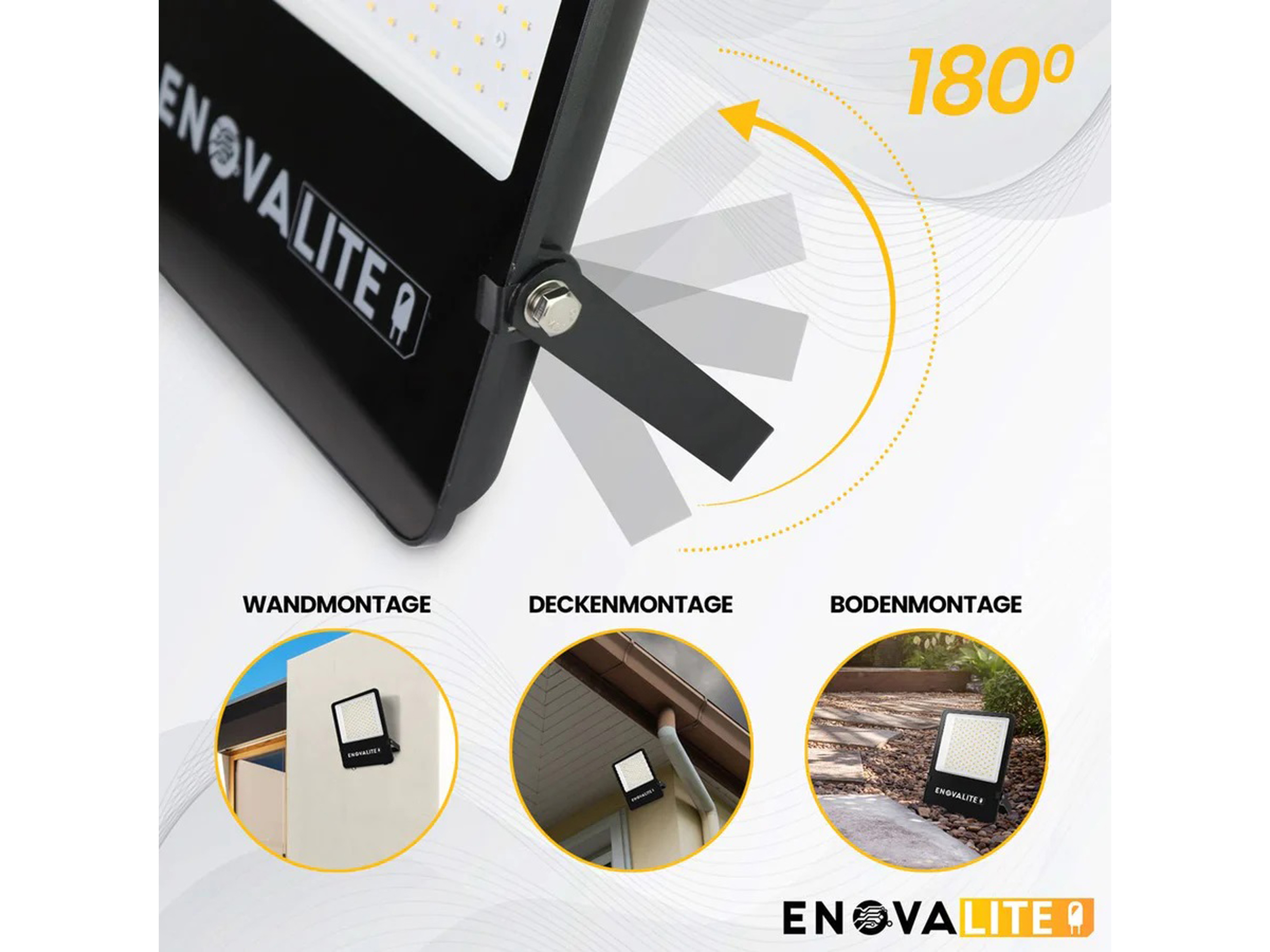 ENOVALITE LED-Fluter, EEK: E, 100W, 13000lm, 4000K, schwarz