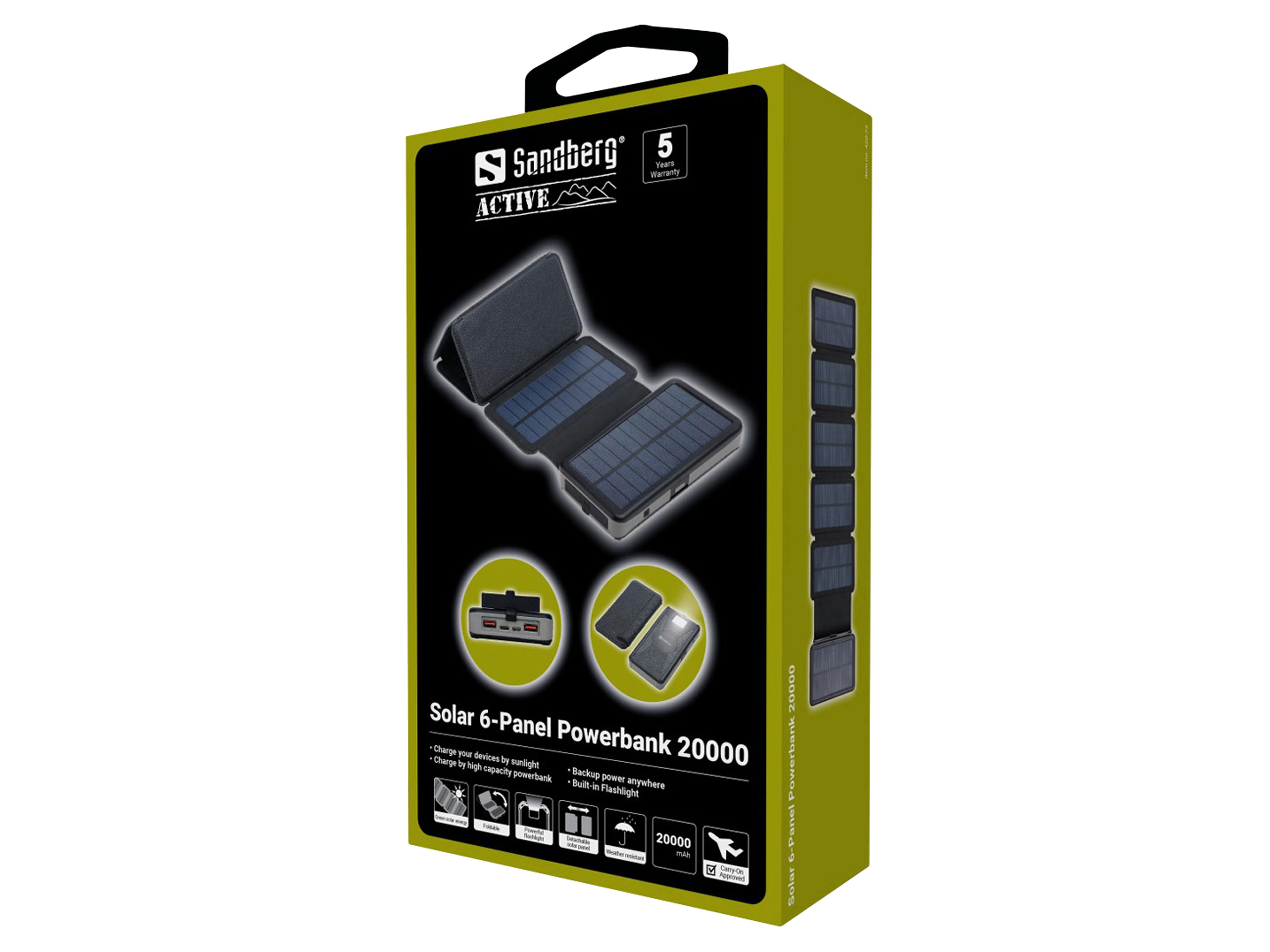 SANDBERG SOLAR 6-Panel POWERBANK 20.000 mAh