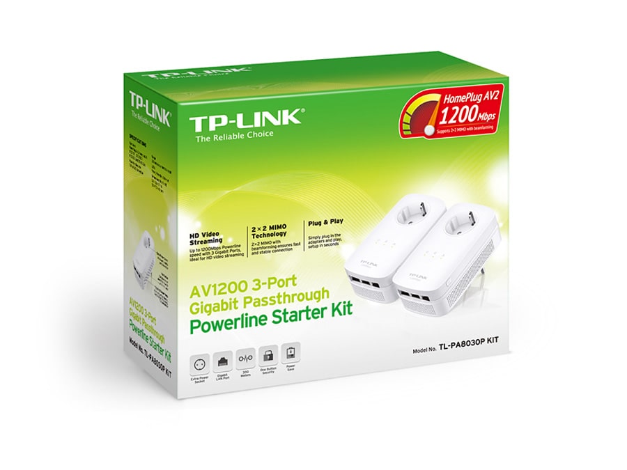 TP-LINK Gigabit-Powerline-Set TL-PA8030PKIT, AV1200, 3 LAN-Ports