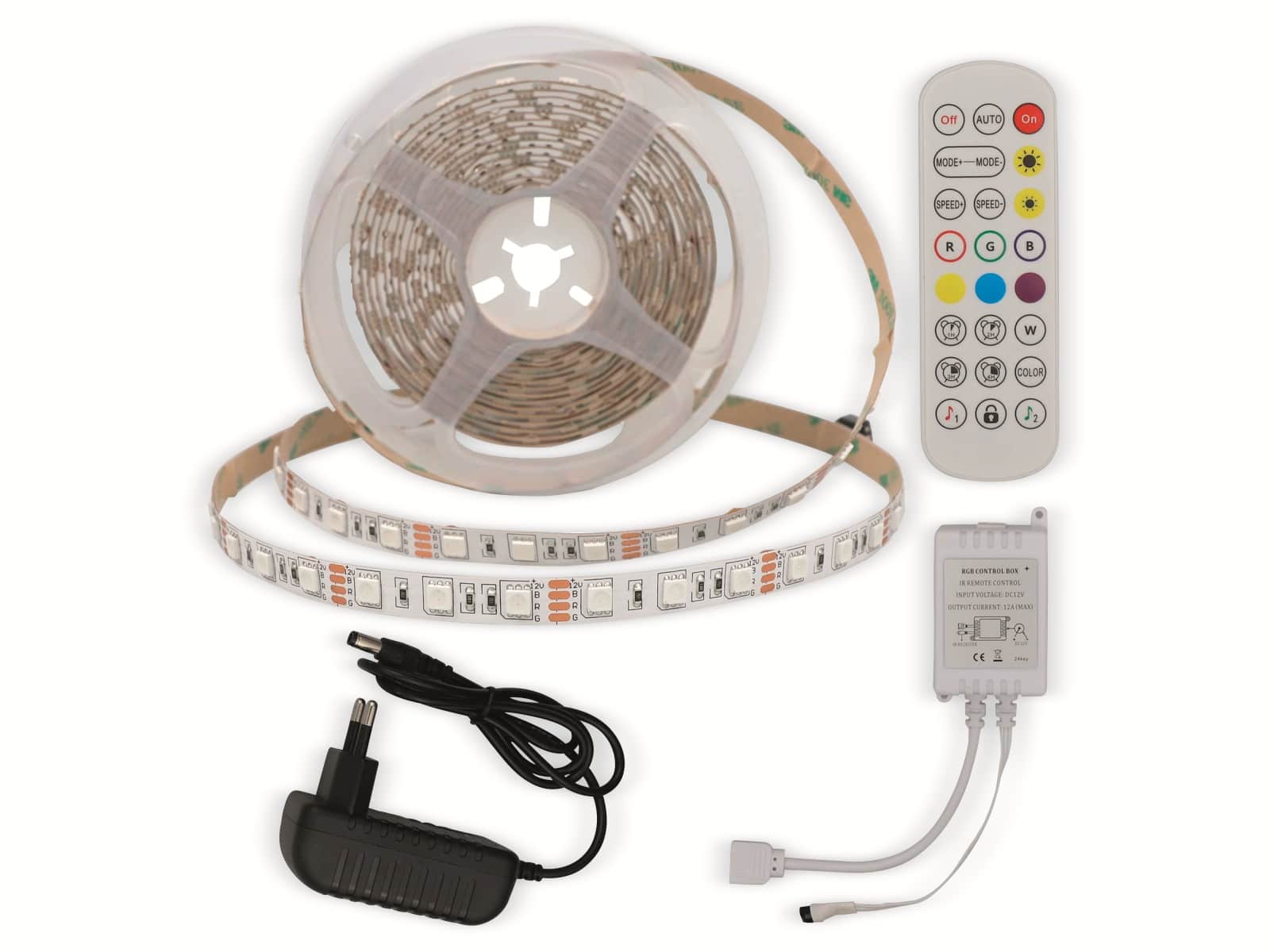 OPTONICA LED-Strip, RGB 4322, 12 V, 60 LEDs, EEK: G, 36 W, 2400 lm, mit Fernbedienung, 5 m