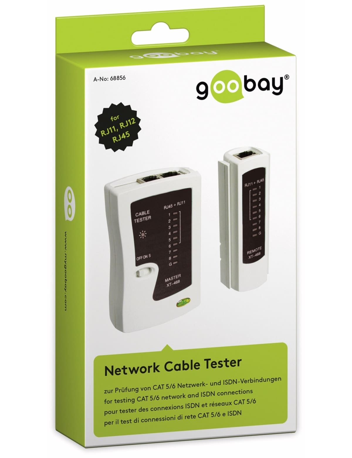 GOOBAY Netzwerk-Kabeltester 68856, CAT.5/6, ISDN