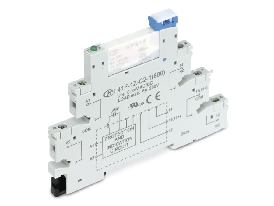 HONGFA Relaisbaustein 41F-1Z-C2-1 & HF41F/24-ZS, 24 V-/~