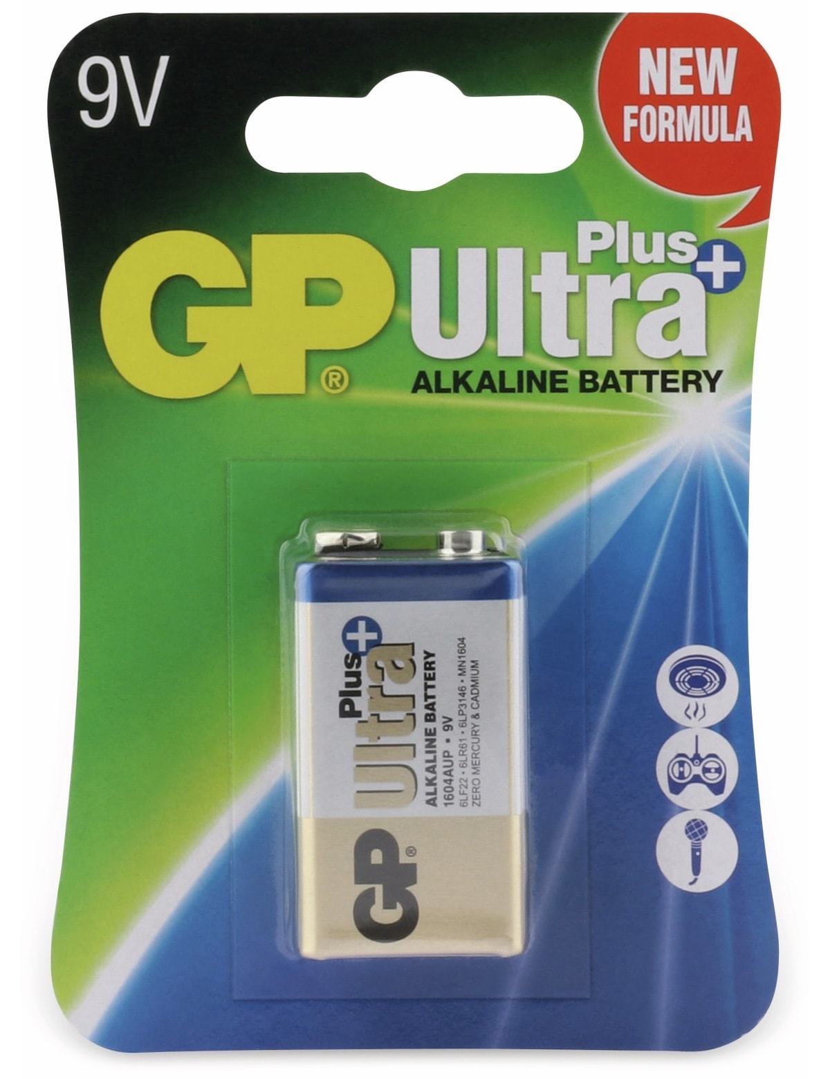 GP 9V-Blockbatterie ULTRA PLUS ALKALINE, 1 Stück