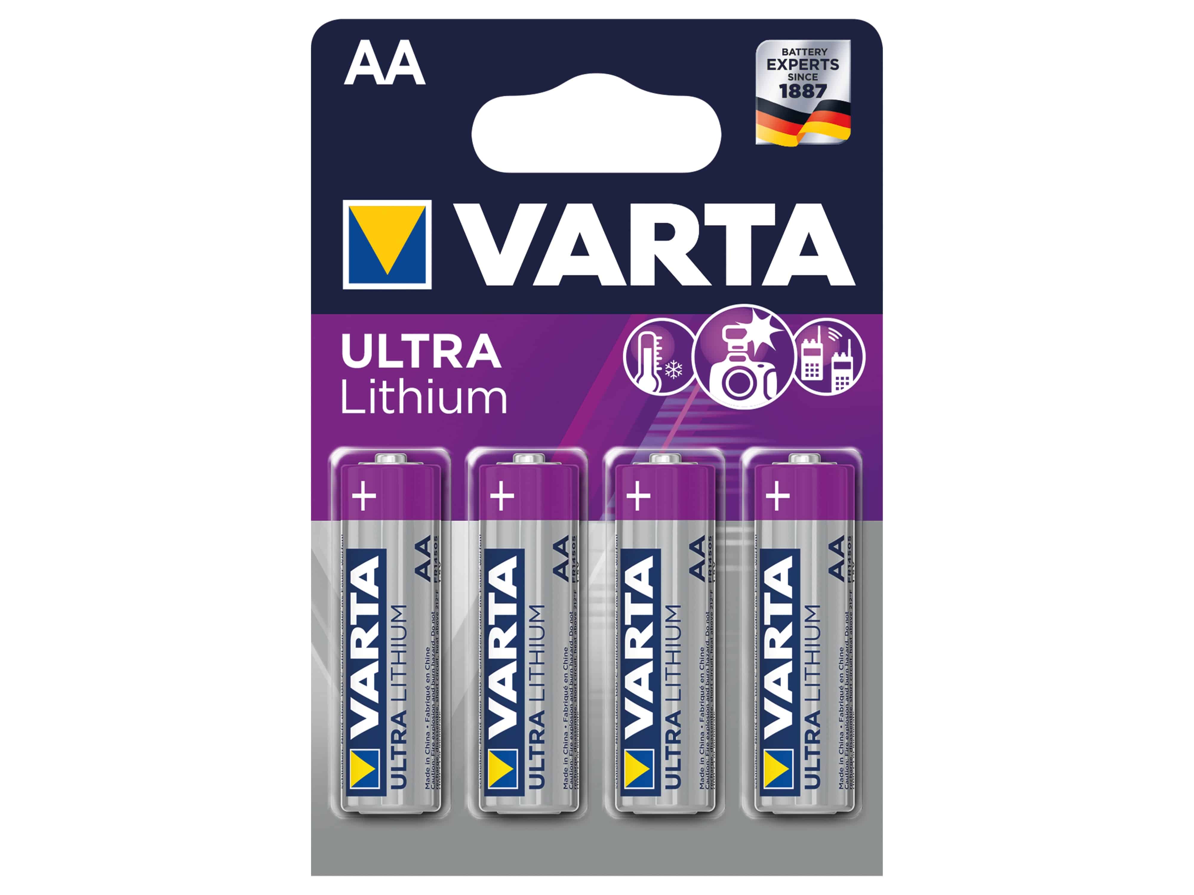 VARTA Mignon-Lithiumbatterie ULTRA, 4 Stück