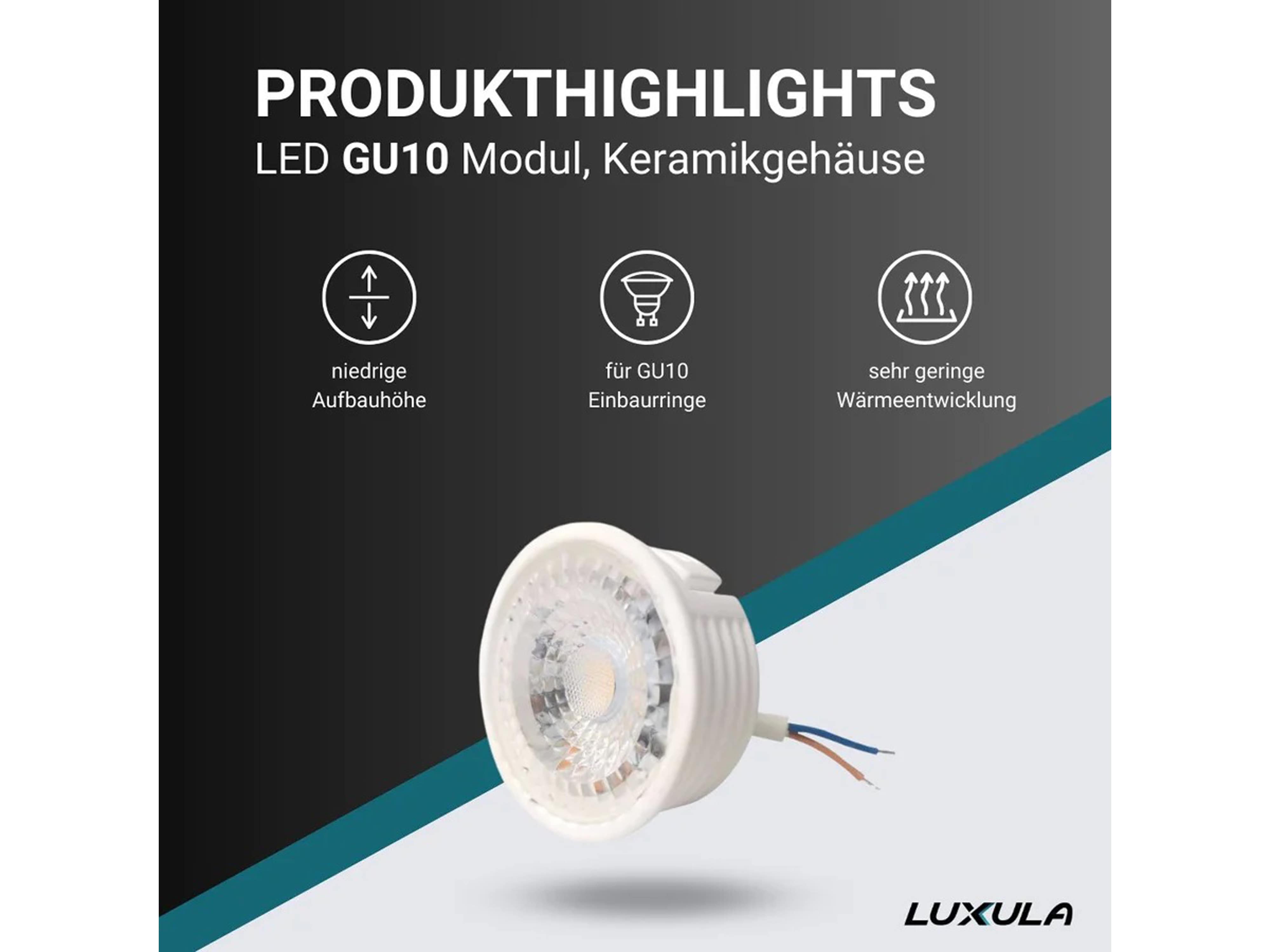 LUXULA LED-Modul, Keramikgehäuse, GU10, EEK: F, 5W, 435lm, 2700K