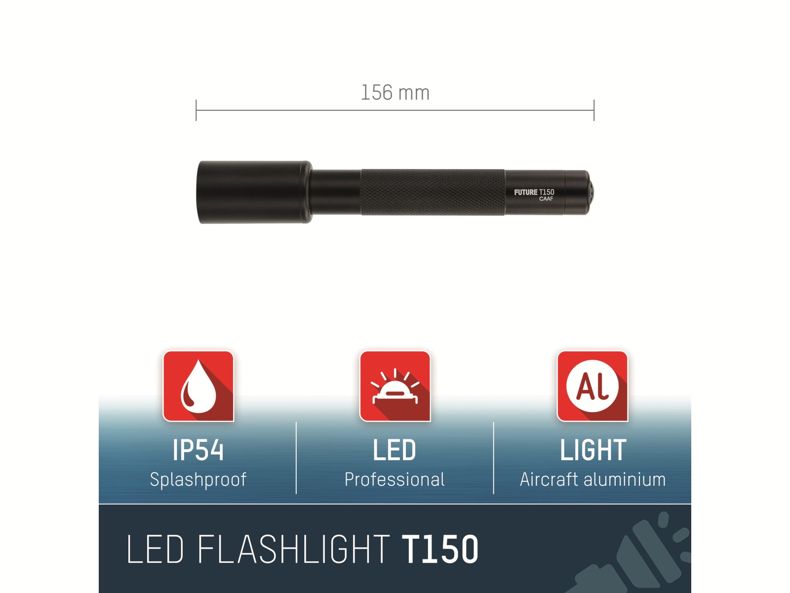 ANSMANN LED-Taschenlampe Future T150, Alu, 3W, 150 lm, batteriebetrieben
