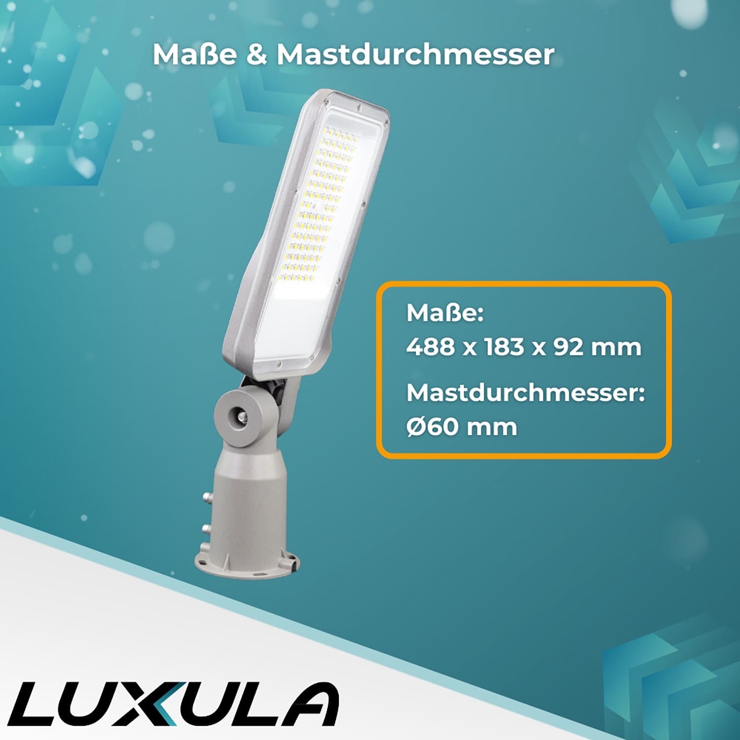 LUXULA LED-Straßenleuchte LX800101, 100W, 12000lm, 4000K, neutralweiß, IP65