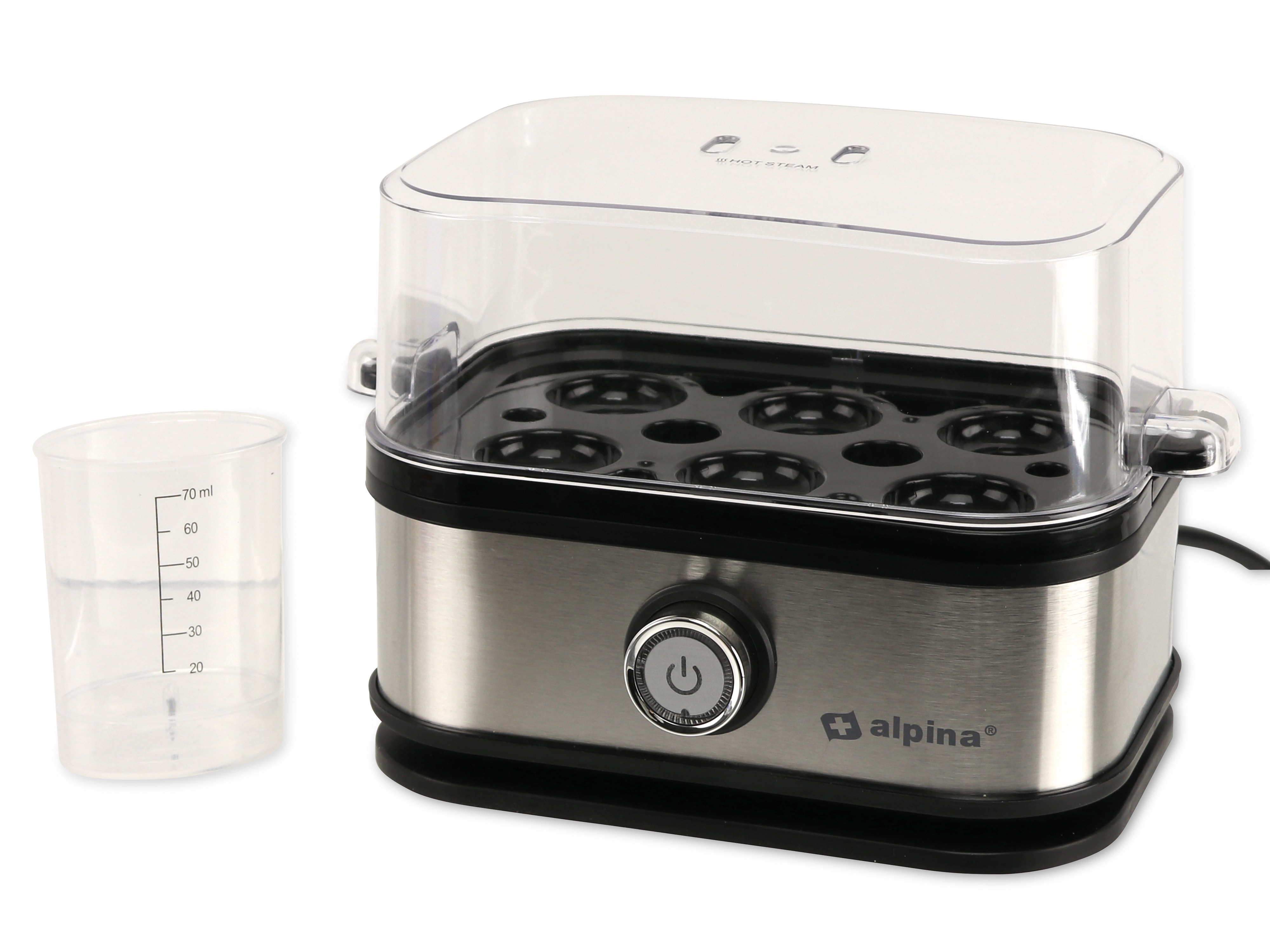 ALPINA Eierkocher, silber, 6 Eier, 210 Watt