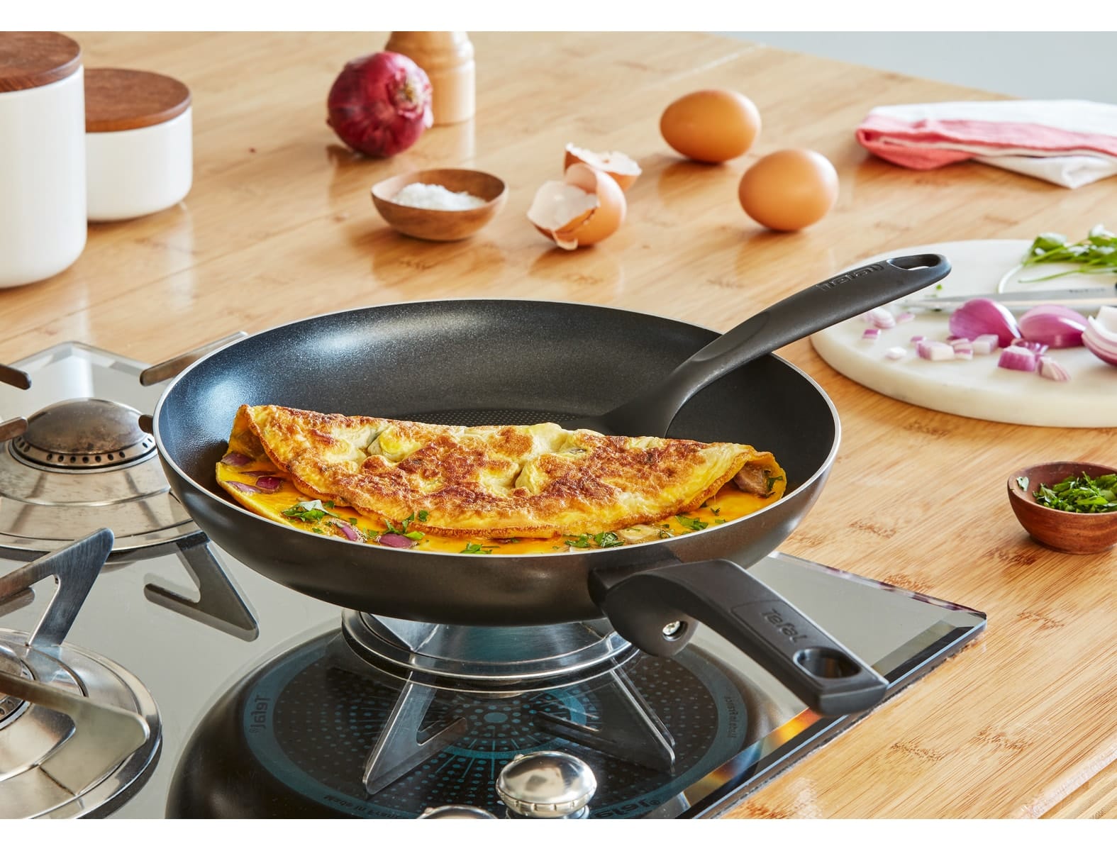 TEFAL Pfannen-Set Easy Cook & Clean, Set mit 20 cm und 28 cm, Titanium, Antihaftversiegelung 