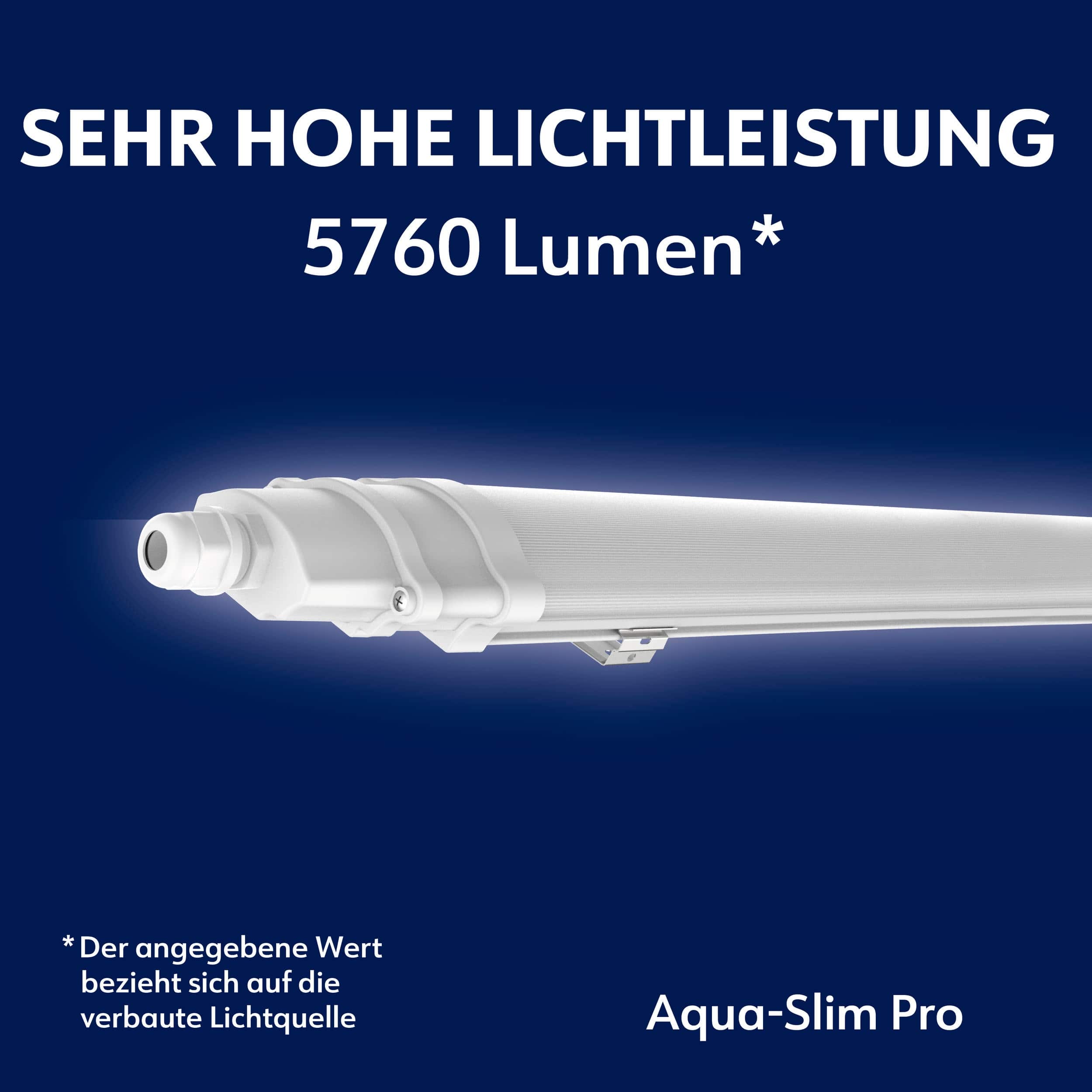 MÜLLER-LICHT LED-Feuchtraumleuchte Aqua-Slim Pro, 36W, 5760lm, 4000K, IP65