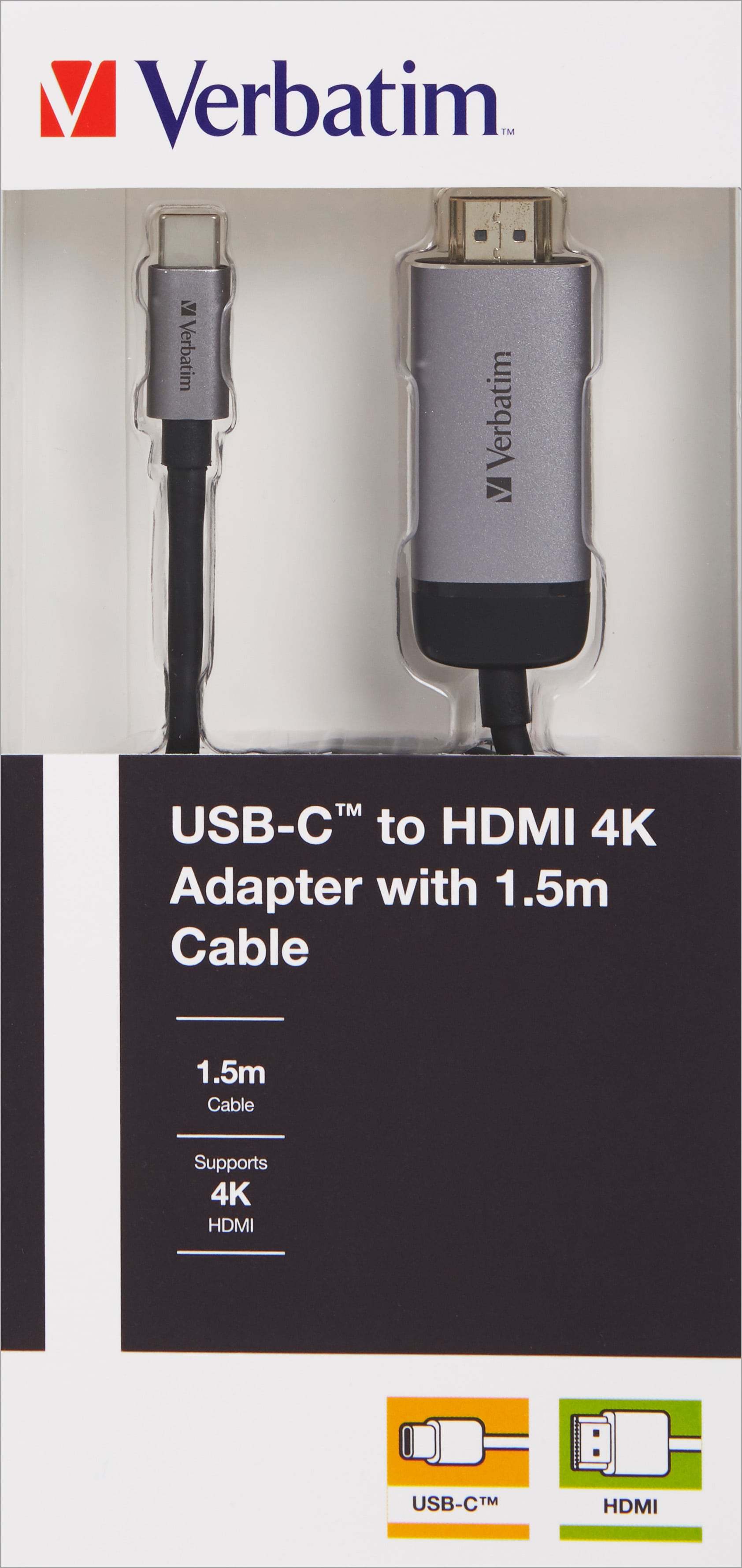 VERBATIM USB-C Adapter 49144, HDMI 4K, Slimline
