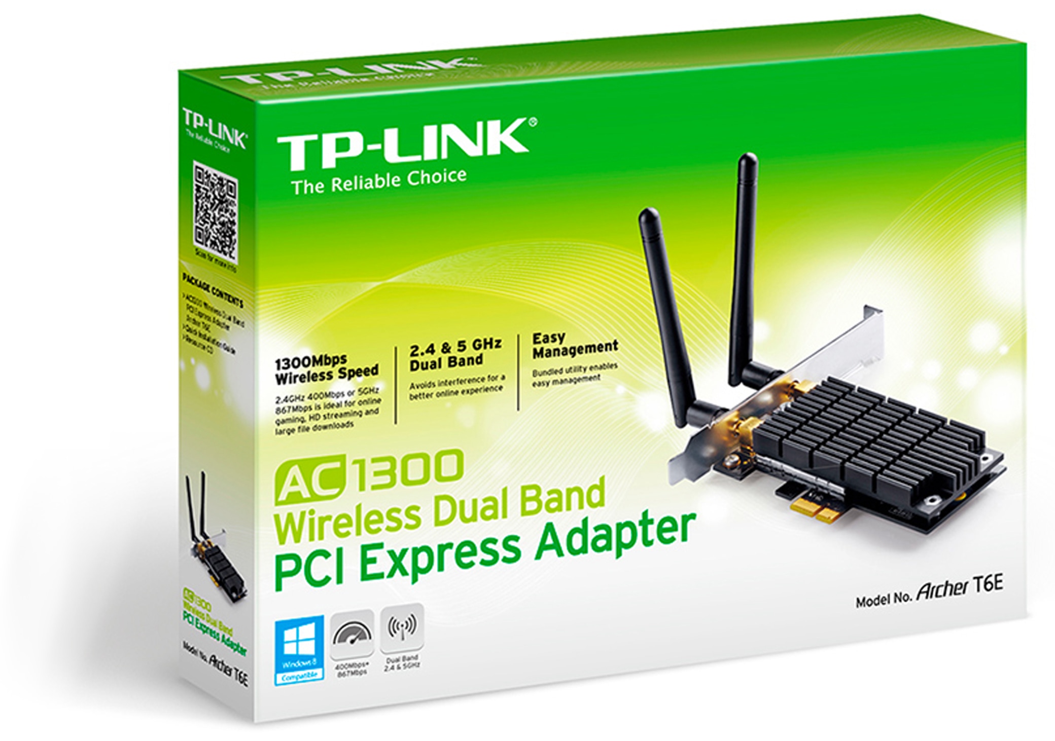 TP-LINK PCIe-Netzwerkkarte Archer T6E, 2,4/5 GHz, 1300 MBit/s