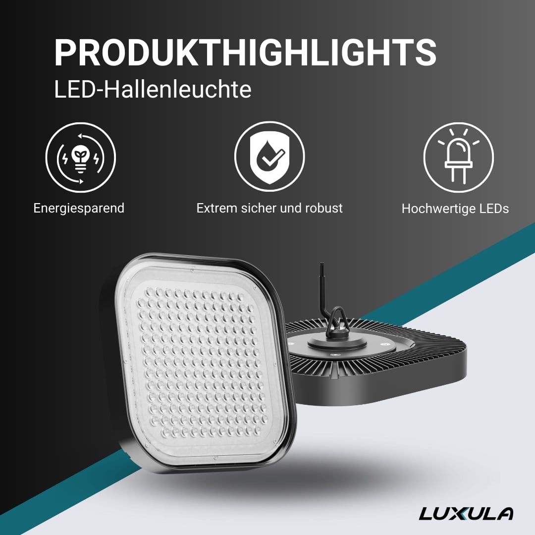 LUXULA LED-HighBay-Leuchte, EEK: E, 200 W, 24000 lm, 5000 K, schwarz